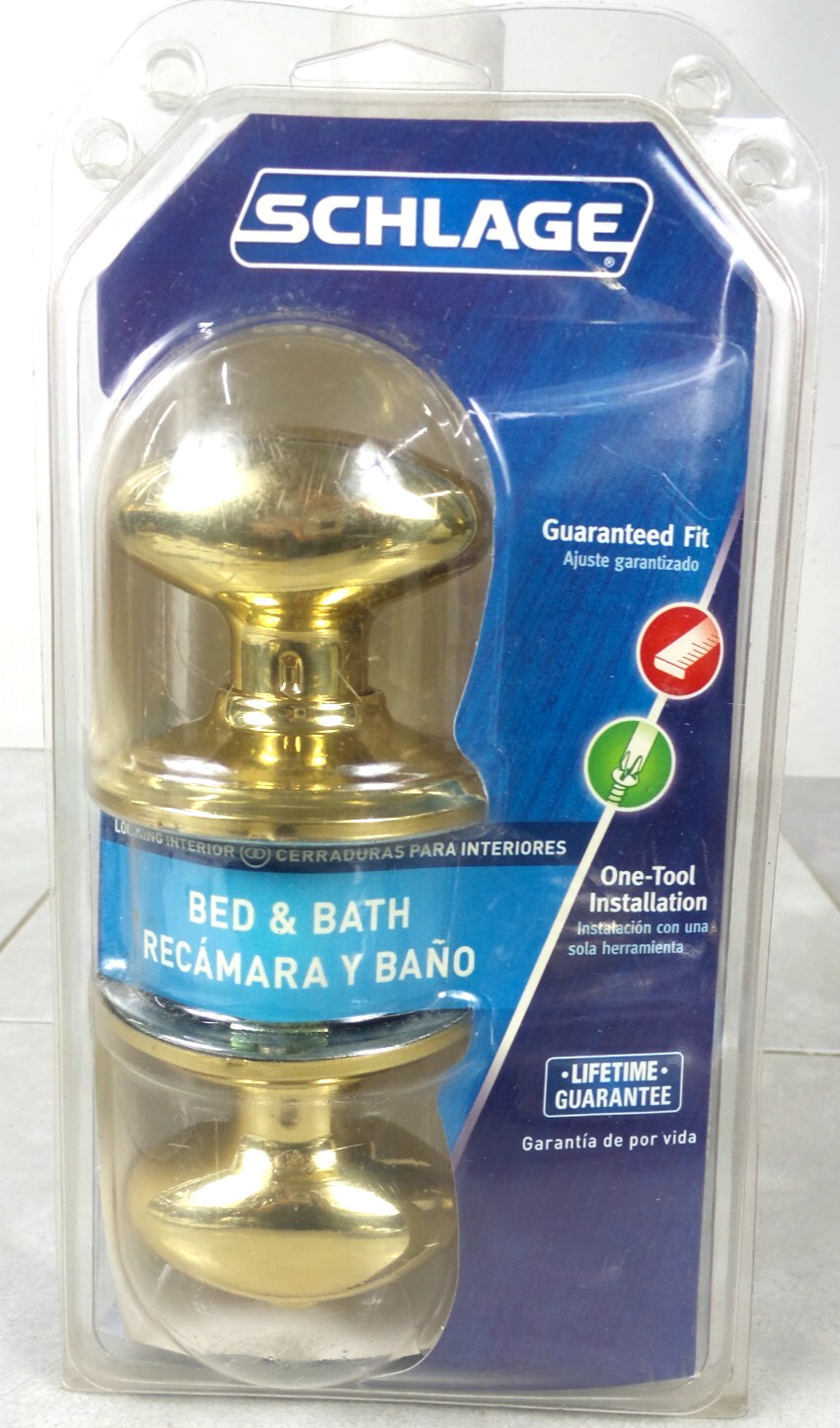 Schlage F40VSIE605 Bright Brass Siena Privacy Knob  (G122879-1G BY-111F)