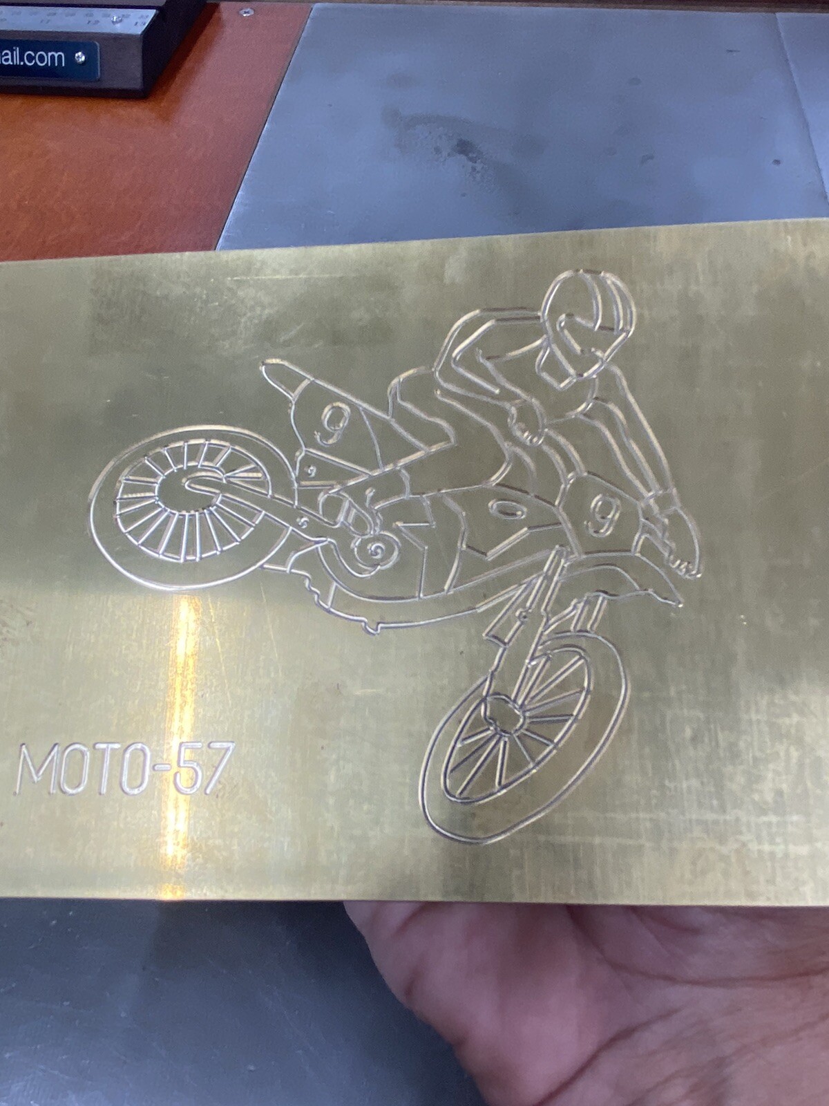 LARGE DETAILED MOTOCROSS SOLID BRASS MASTER TEMPLATE FOR NEW HERMES FONT TRAY