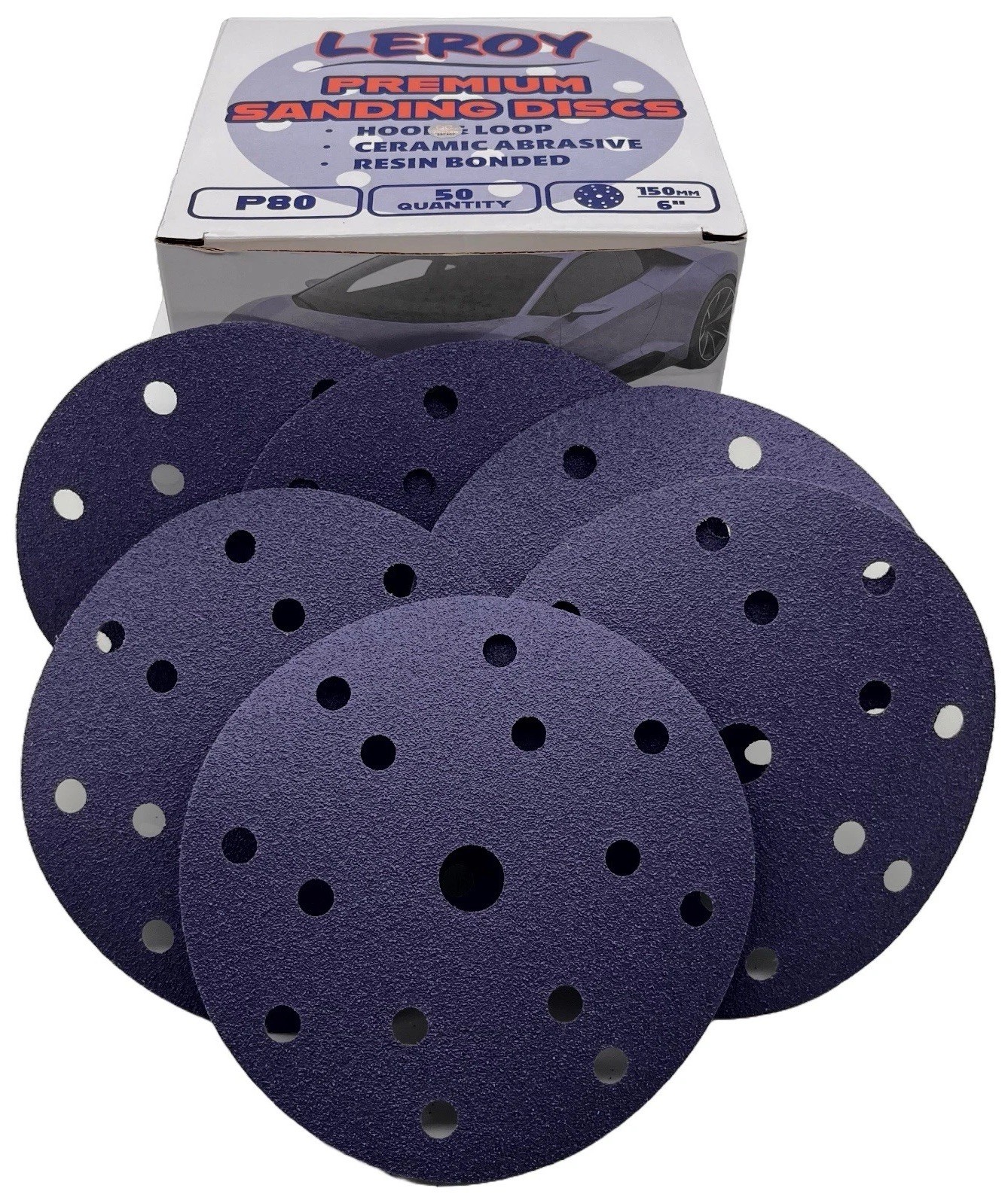 80 Grit Ceramic 6” Disc Clean Sanding Body Sandpaper LIKE 3M 31371 36172 (50)🔥