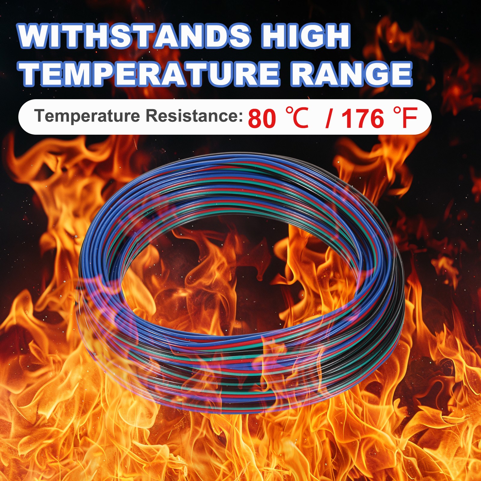32.8ft 24 Gauge 4 Conductor Electrical Wire Tinned Copper Cable