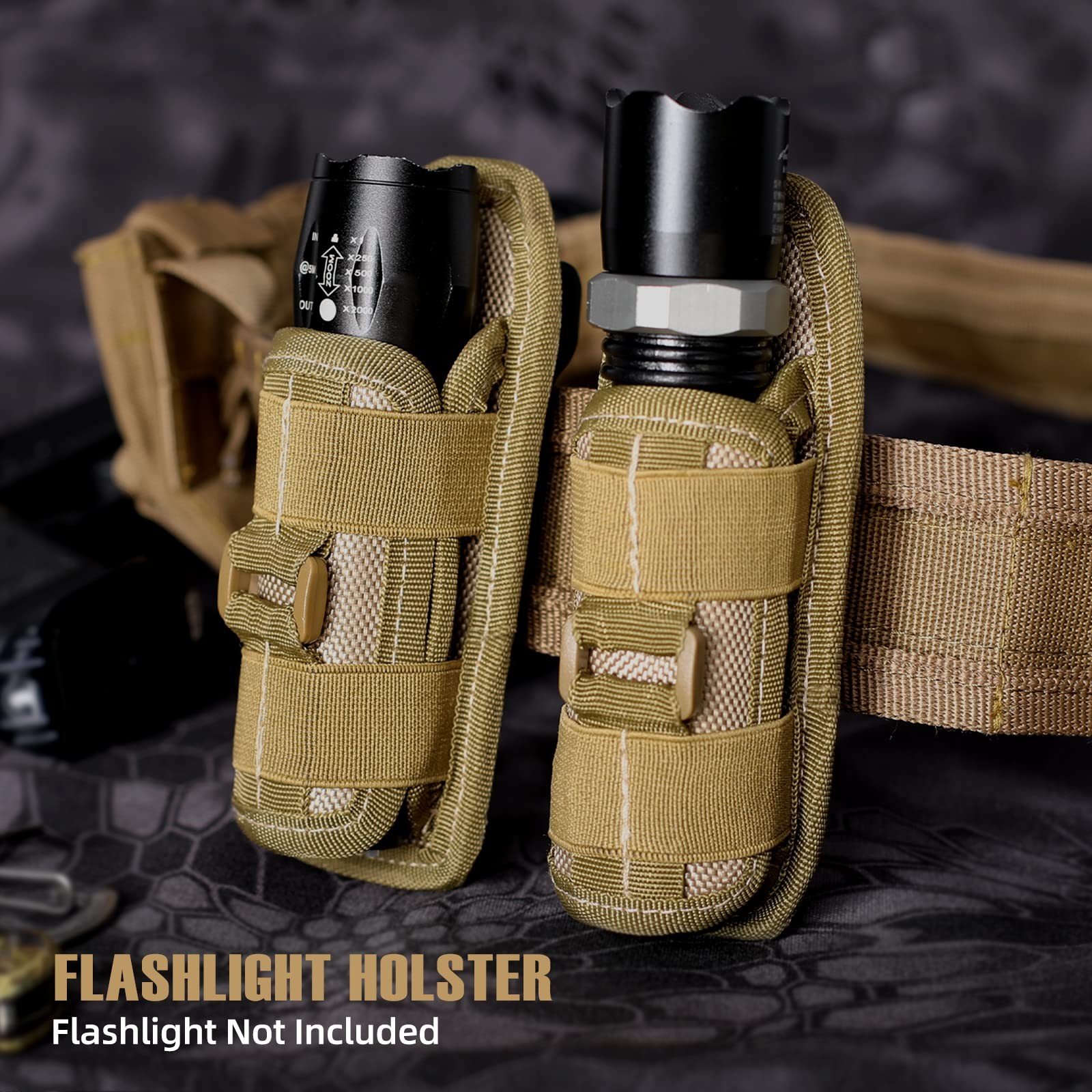 Tactical Flashlight Pouch Holster Rotatable Flashlight Holder Belt Clip Tactical