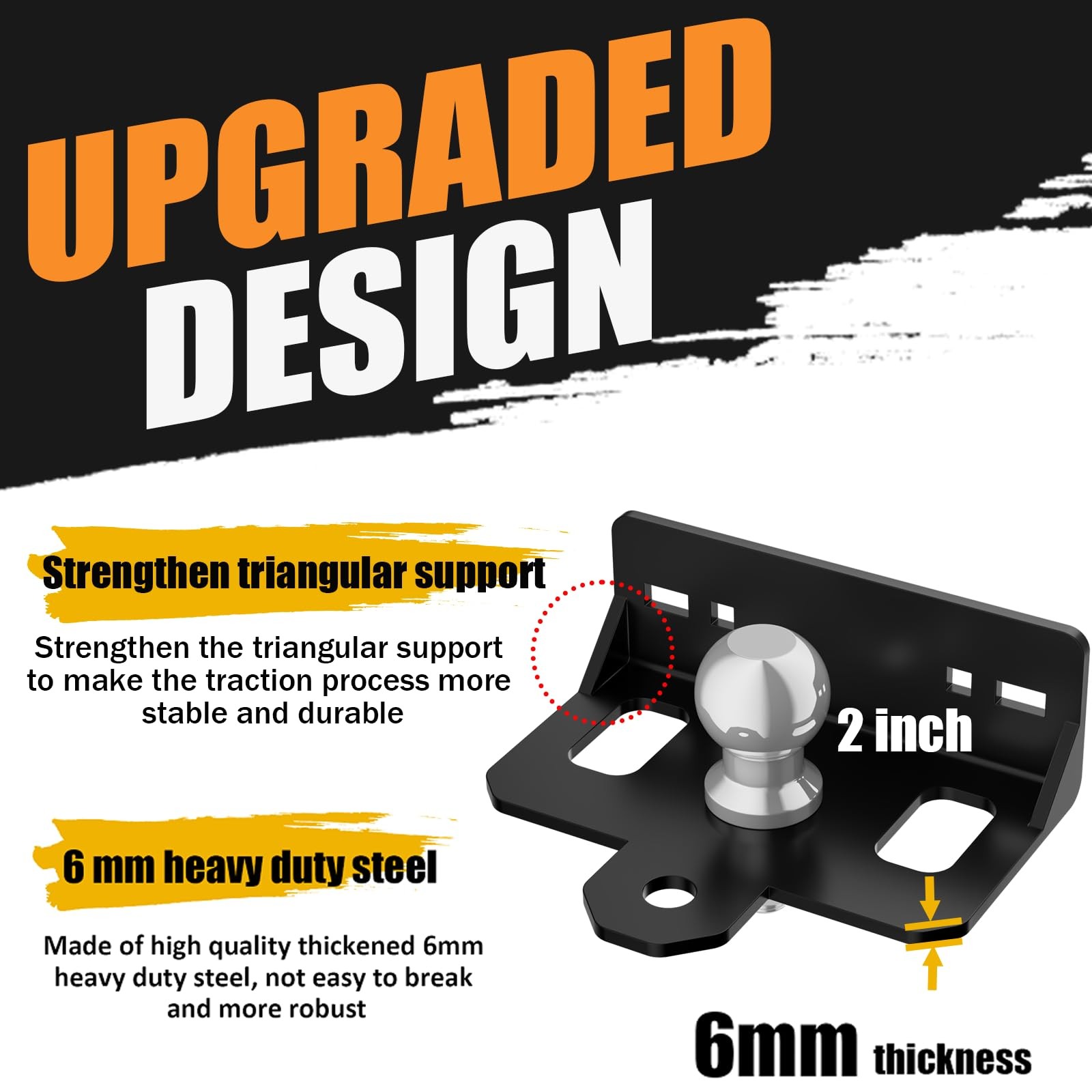 Upgraded Zero Turn Lawn Mower Hitch with 2" Ball, Black & Red