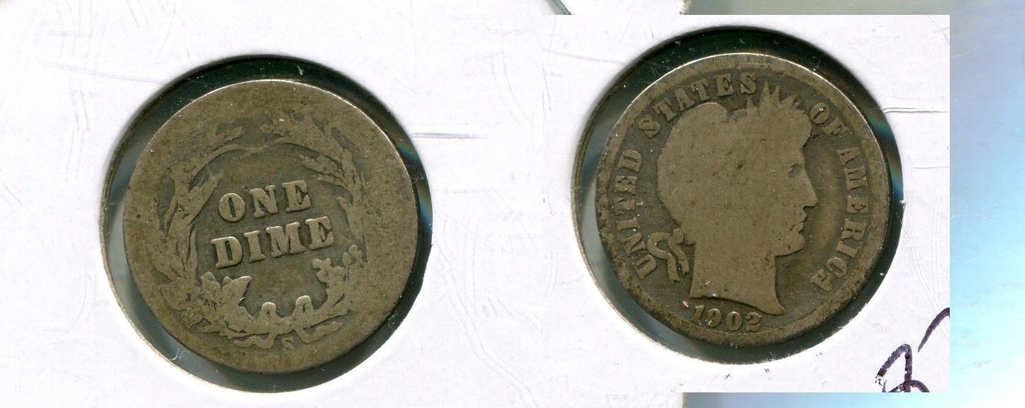 1902 S BARBER SILVER DIME TYPE COIN GOOD 8709T