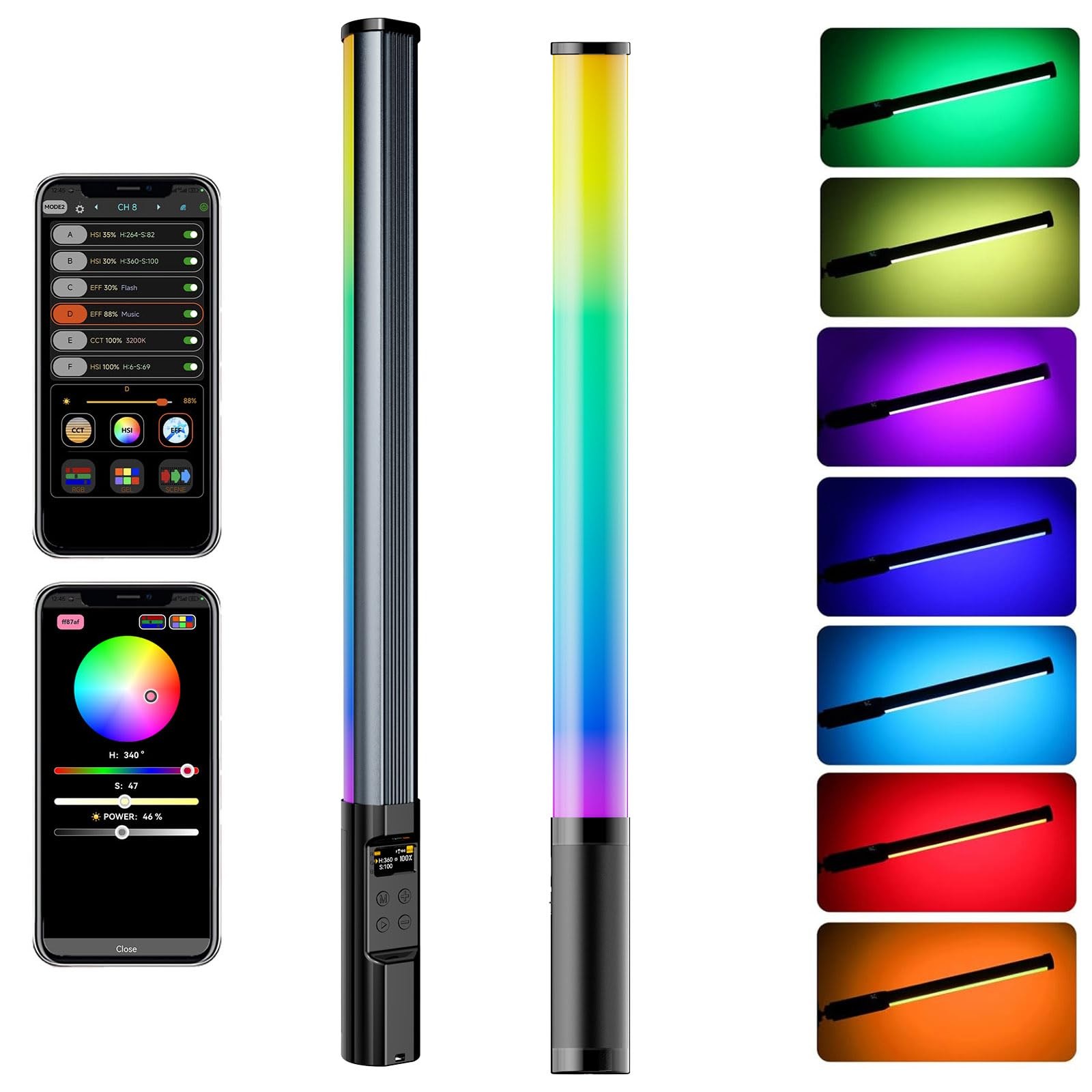 NA430 RGB Light Wand Video Selfie Handheld Light Stick APP Control 2500k-9900...