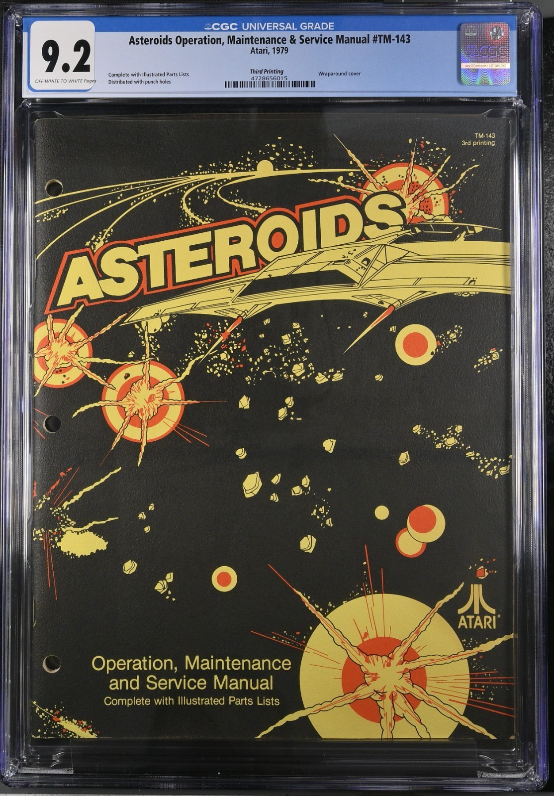 Asteroids Arcade Manual 1979 CGC 9.2 Pop 1 None Higher 3rd Printing Atari
