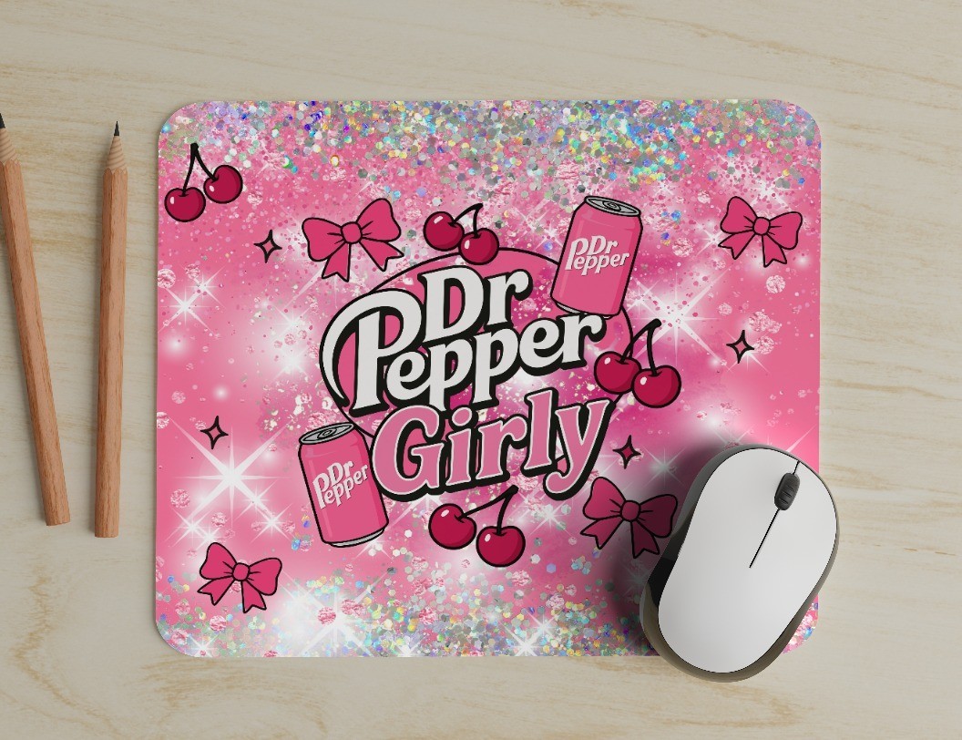 Dr. Pepper Girly Mouse Pad great for Office or Gaming Personalize