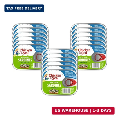 Chicken of the Sea Sardines in Olive Oil, 3.75 Oz. (Pack of 18), Wild Caught Can