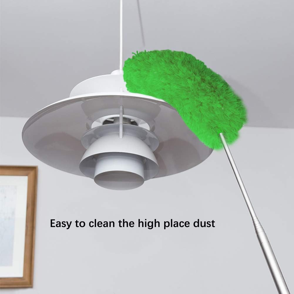 Microfiber Feather Duster Extendable Duster w/ 100 Inches Extra Long Pole Green