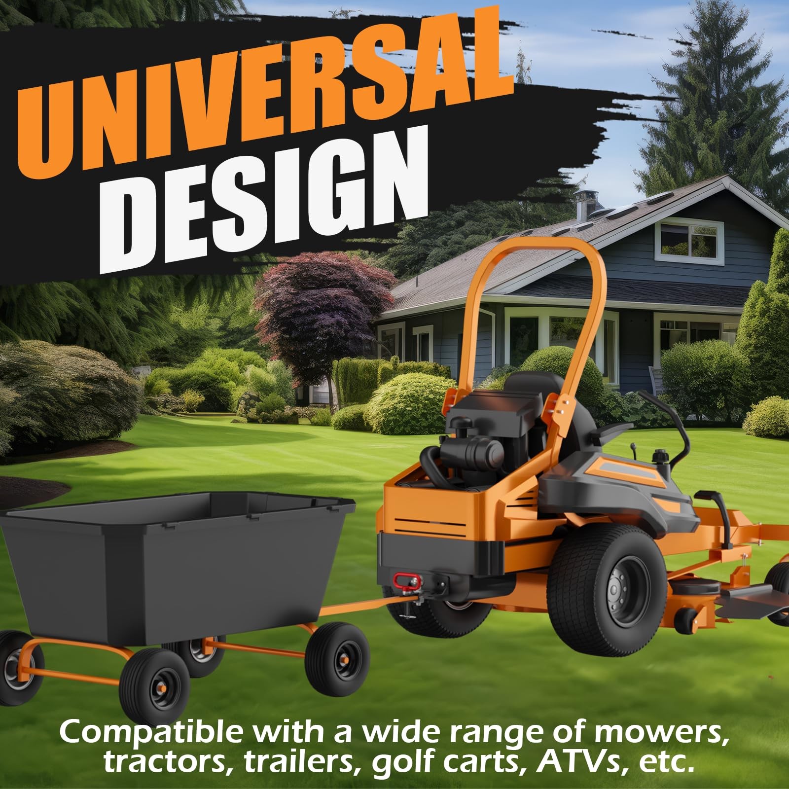 Upgraded Zero Turn Lawn Mower Hitch with 2" Ball, Black & Red