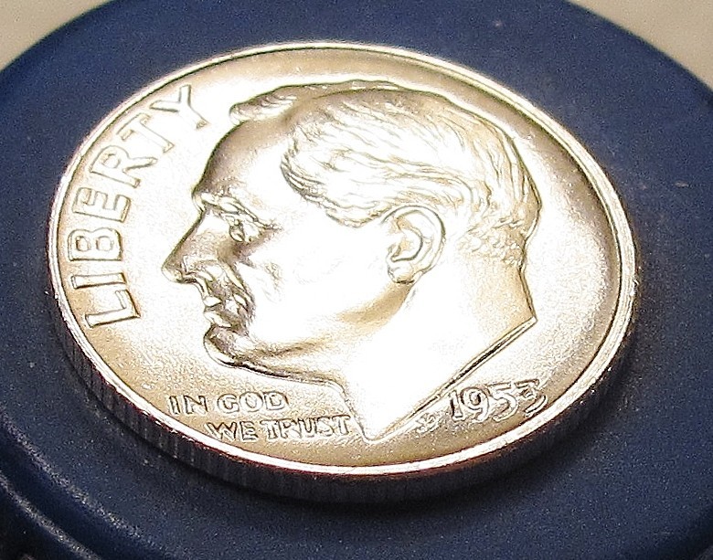 1953  Gem Brilliant Uncirculated Dime 90% Silver Flashy  Blast White Luster #317