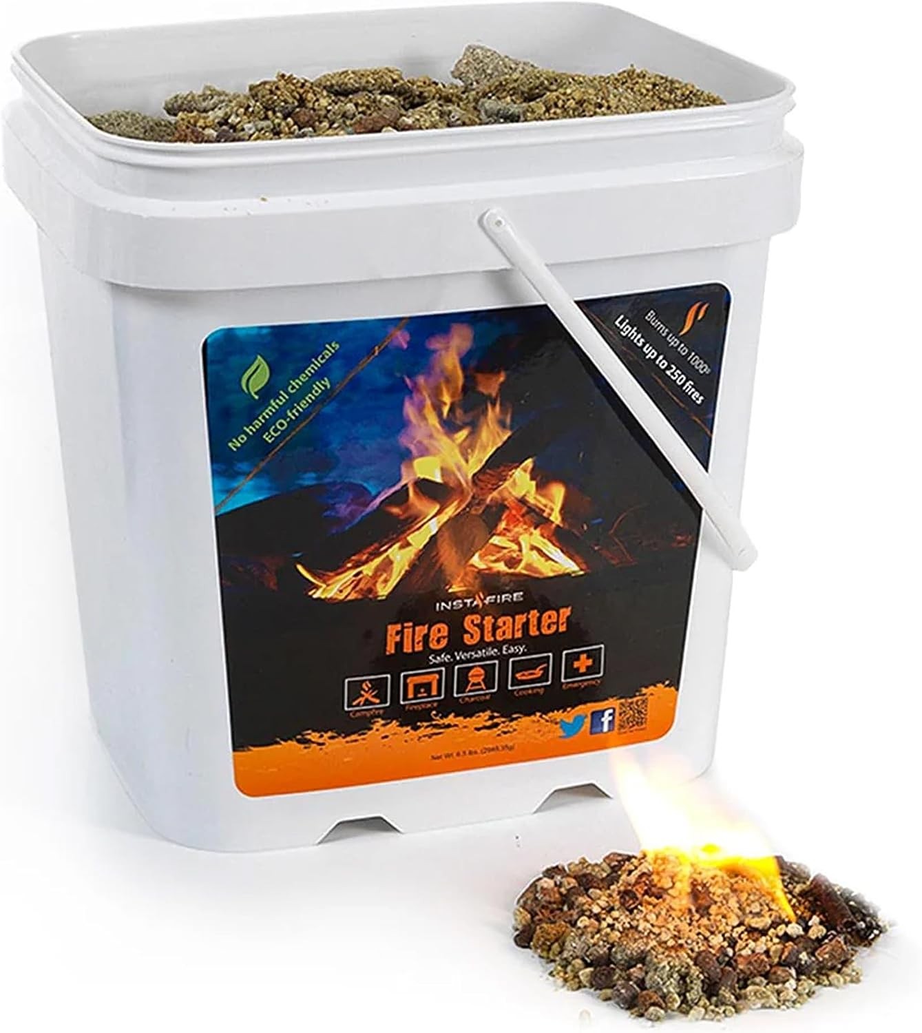 2 Gallons)  Charcoal Fire Starter Bucket - Emergency Fuel Eco-Friendly