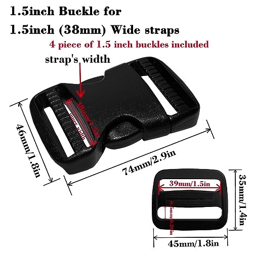 Flat Dual Adjustable Plastic Quick Side Release Plastic Buckles and Tri-glide,
