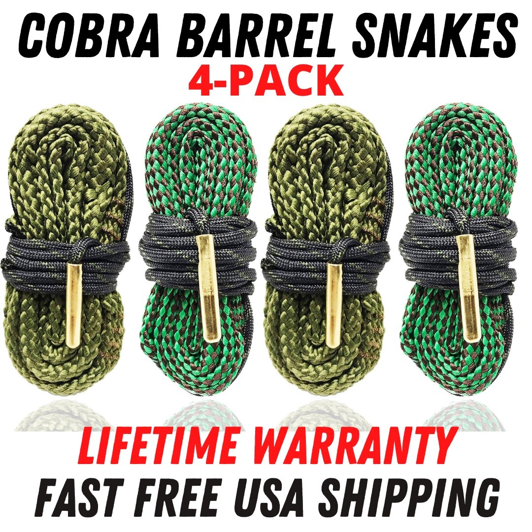 4-Pack .223 9mm Gun Bore Cleaning Rope Kit Lifetime Warranty Cobra Barrel Snakes