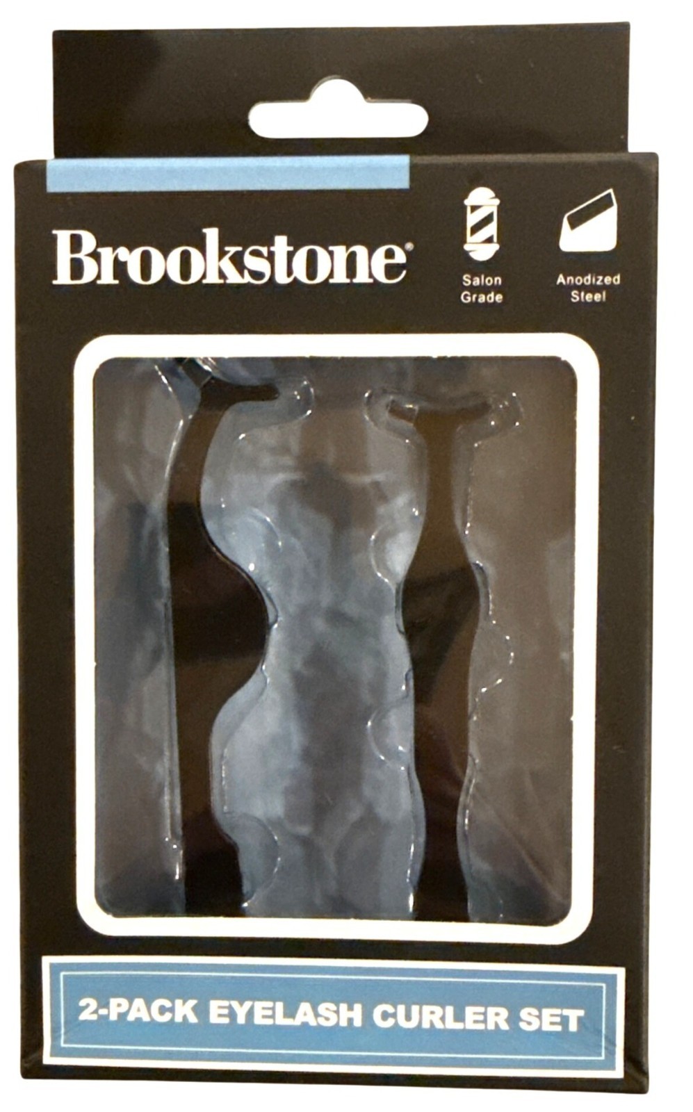 Brookstone Salon Grade 2 pc Eyelash Curler Set Anodized Steel -Flat Mouth+Medium