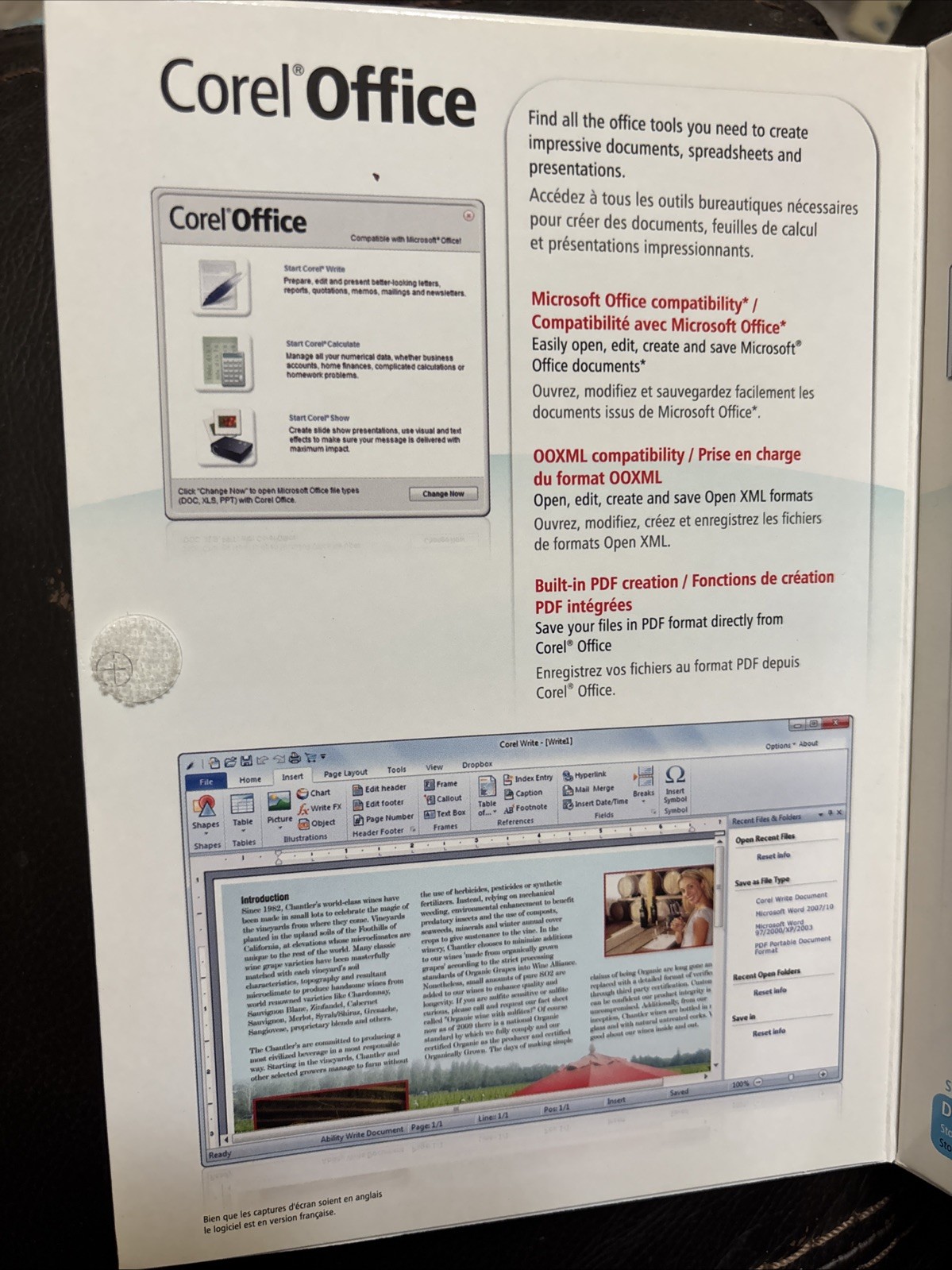 Corel Office CO5ENMBC Write Calculate Show WinZip 3 PCs Windows