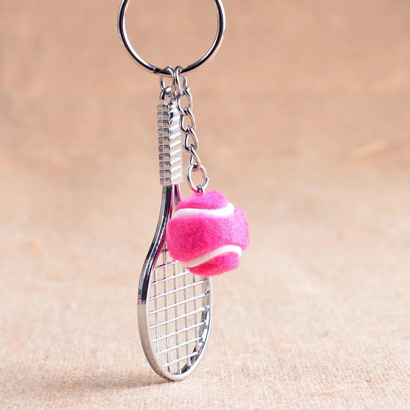 Tennis Racket Keychain Metal New Cute Mini Color Pendant Sport Car Chain Party
