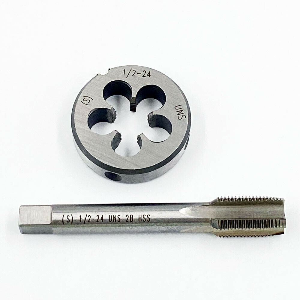 1/2"-24 UNS Tap and Die Set HSS Thread Tap with Round Threading Die Right Hand