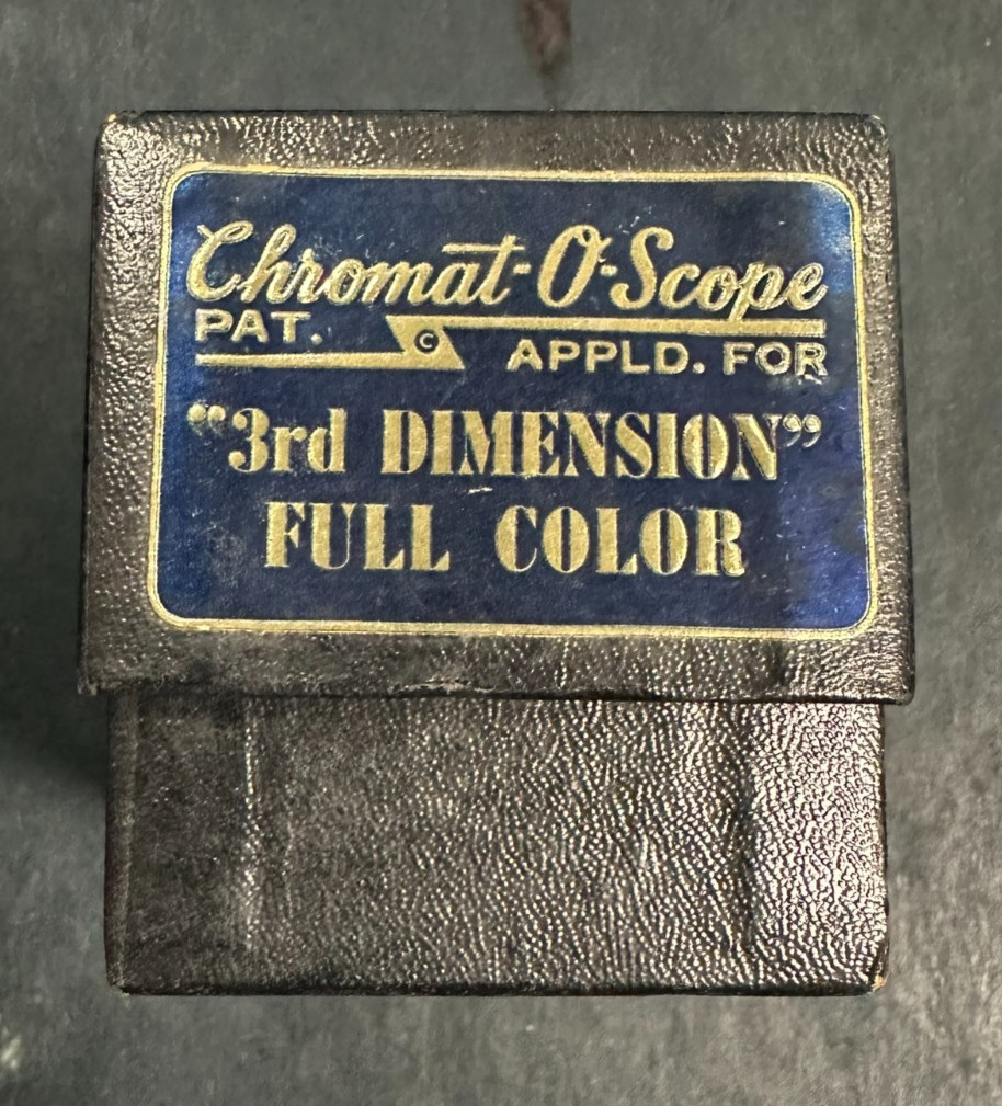 Vintage 1940s Chromat-O-Scope 35mm Single Slide Wood Viewer Original Box