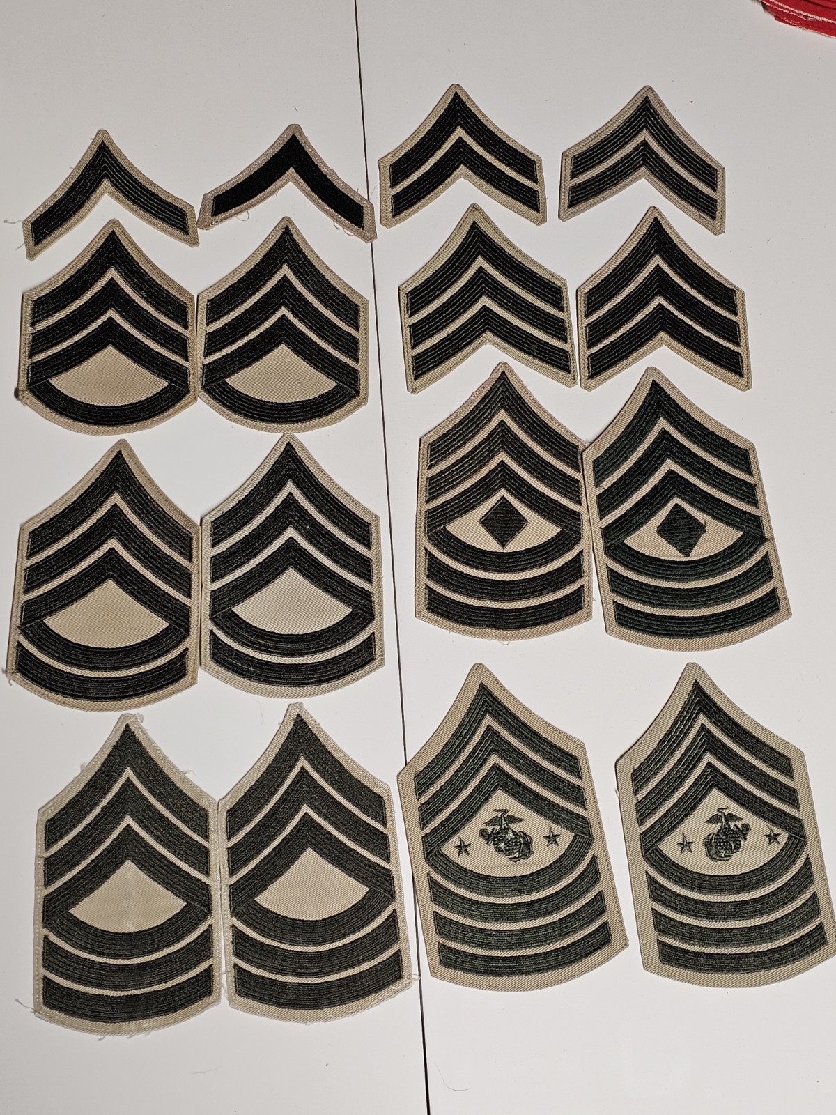 Korean War 1955 59 USMC Marine Khaki Chevron No Rifles Chevron Patch Set L@@K!!!