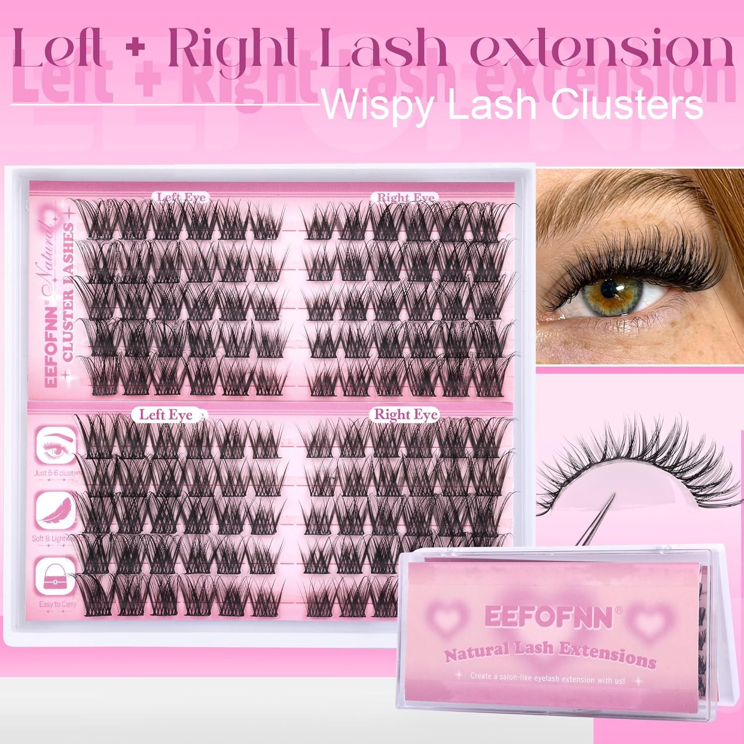 Wispy Lash Clusters Natural Eyelash Clusters C-Curly Cluster Eyelash Extensions