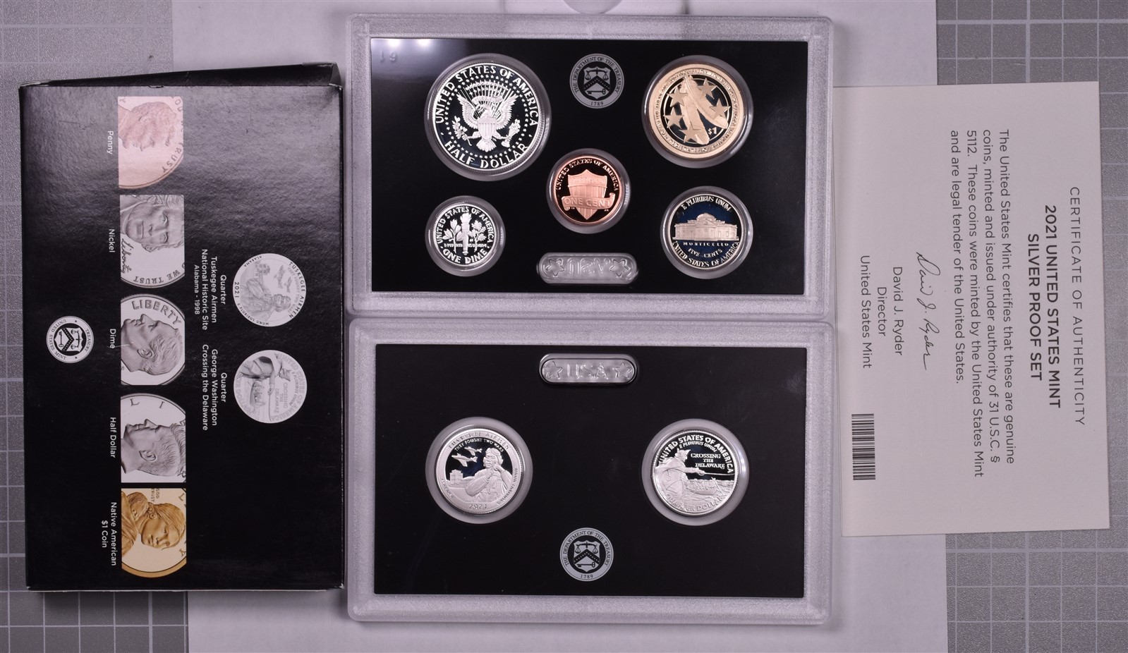 2021 U.S. Mint Silver Proof 7 Coin Set - With Box & COA