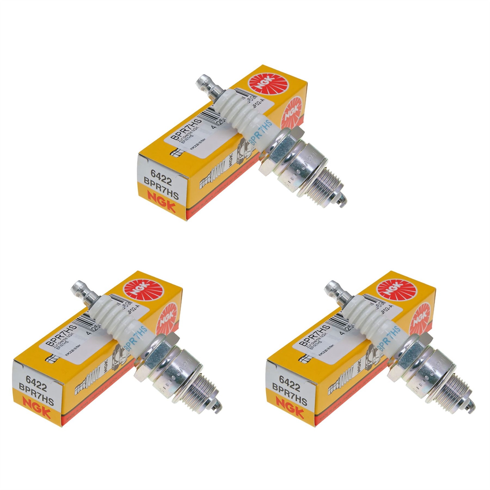 NGK BPR7HS Spark Plugs Pack of 3 fits Kreidler Florett 25 XL 2003- 2005