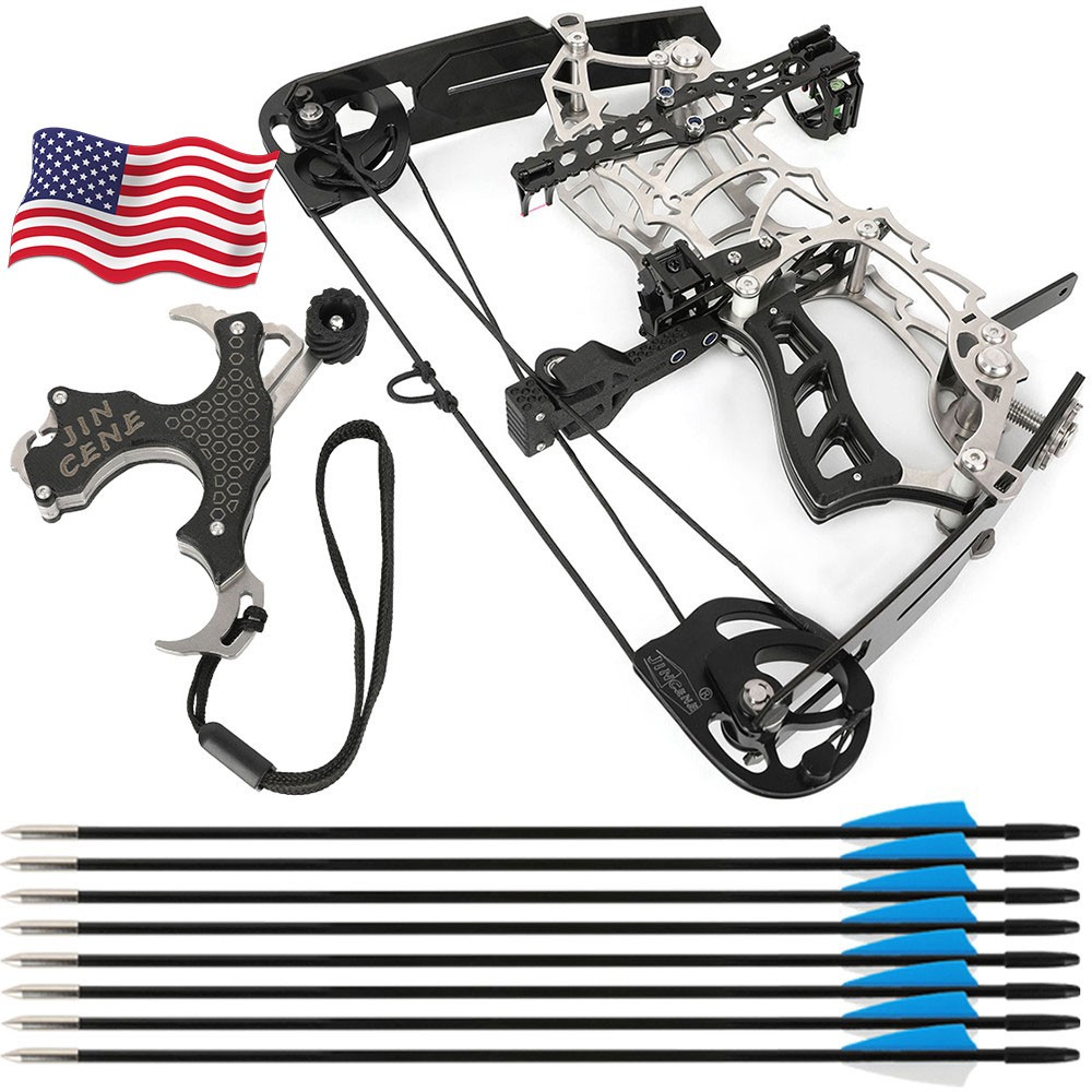 Metal Short Axis 15-32lbs 13" Mini Compound Arrow Set Bow Hunting Shoot RH/LH