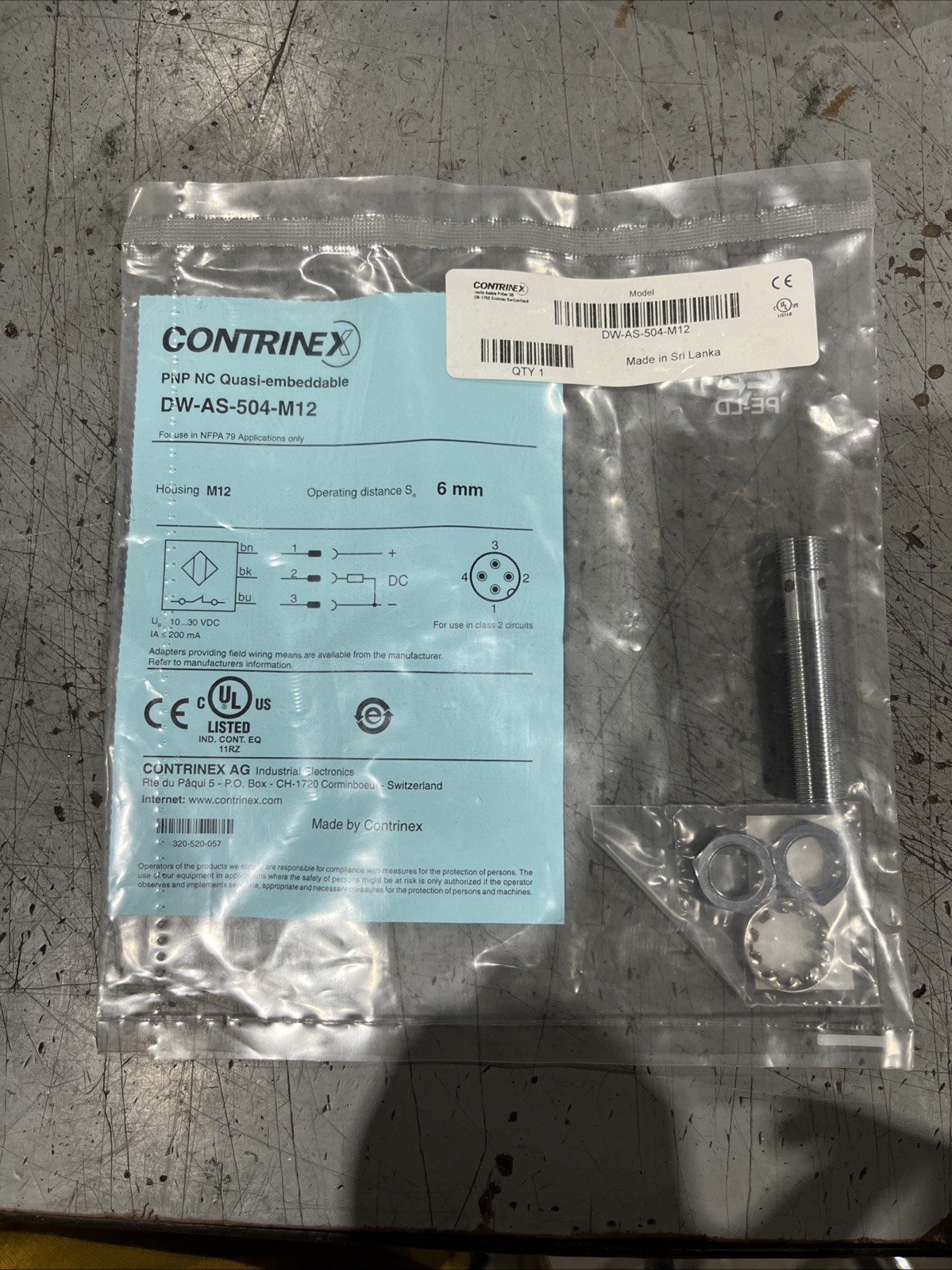 🔥Contrinex DW-AS-504-M12 Inductive Proximity Sensor, New Free Shipping🇺🇸