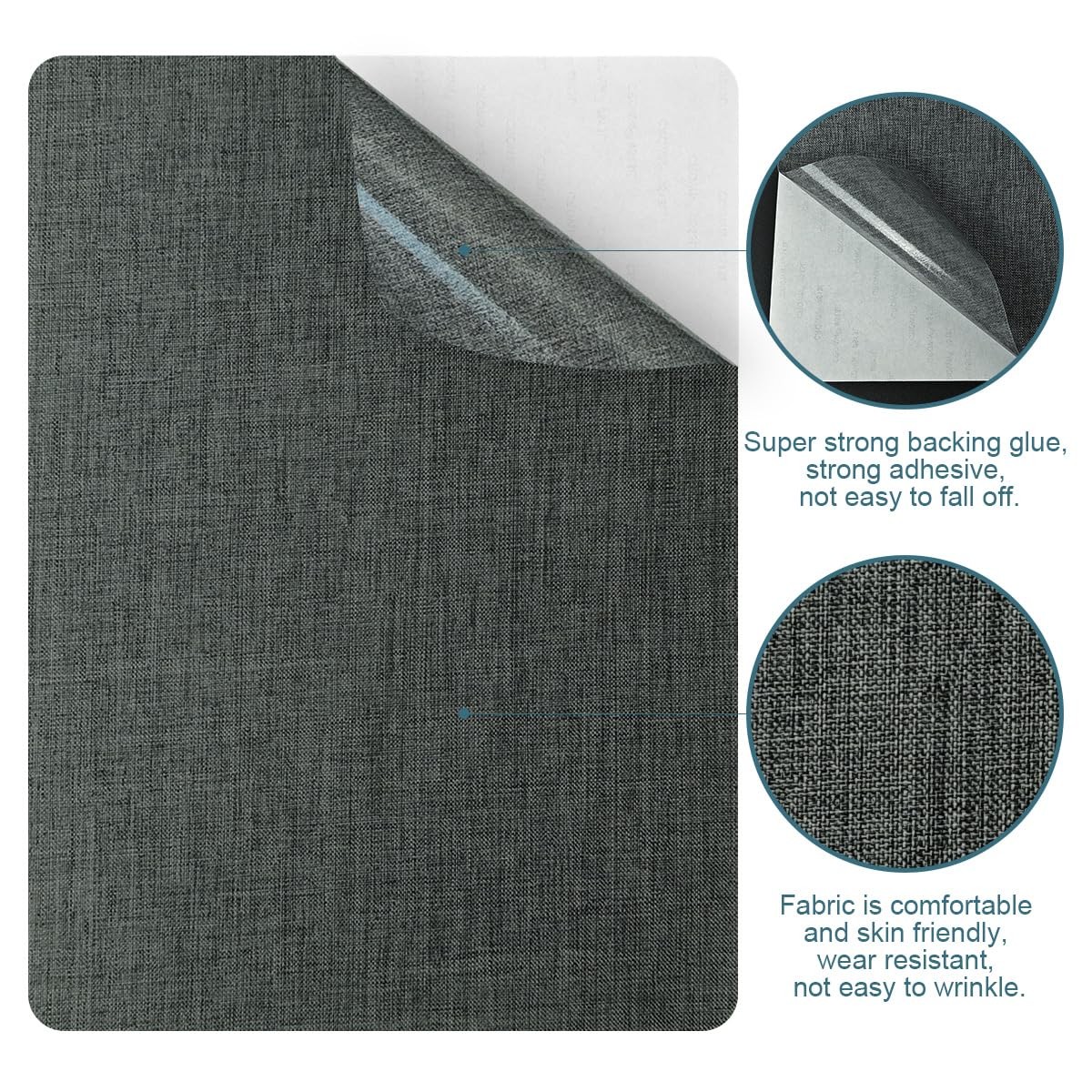Fabric Repair Patches 8x11 Inch, 2 Pcs, Sofa Couch Car Seat, Dark Grey
