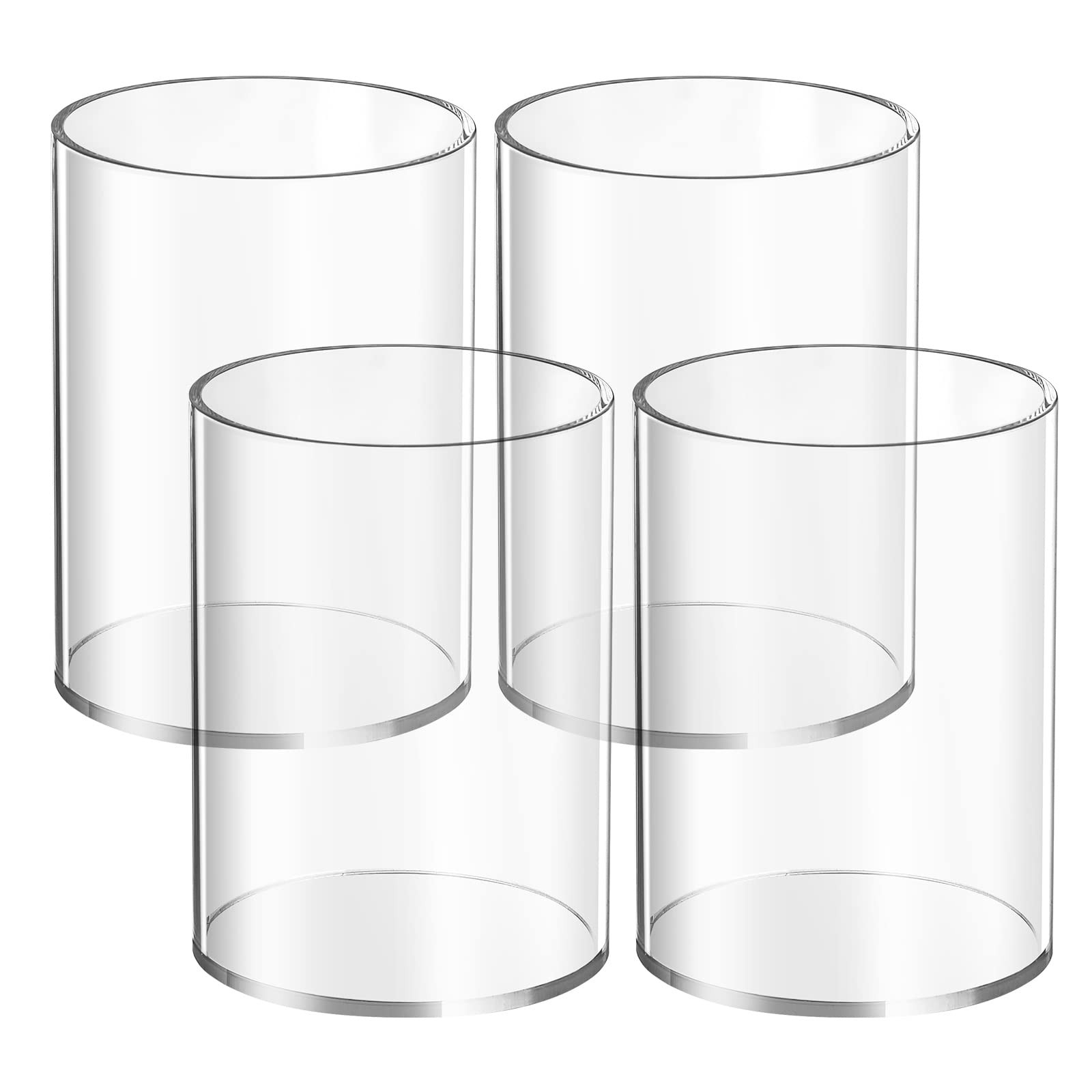 4 Pieces Clear Acrylic Pen Holder Round Acrylic Pencil Cup Clear Makeup Bush ...