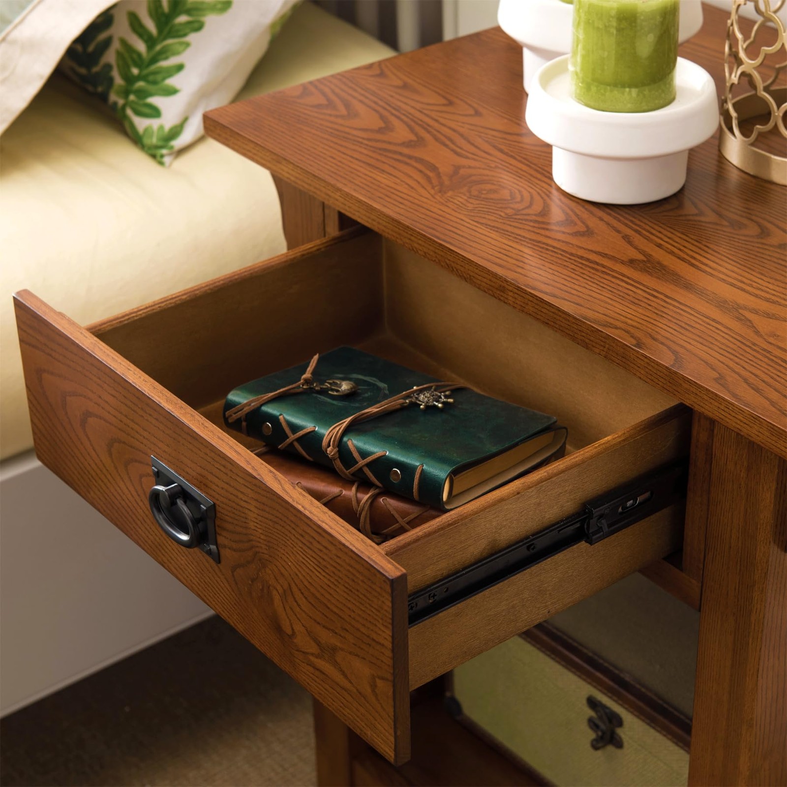 Mission Impeccable Nightstand, Solid Wood, 1 Storage Drawer, Additional Secre...