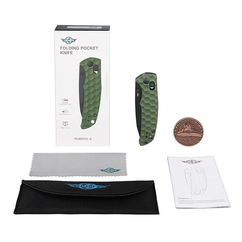 Olight Rubato 3 EDC Pocket Folding Knife, 154CM SS Blade, OD Green Handle
