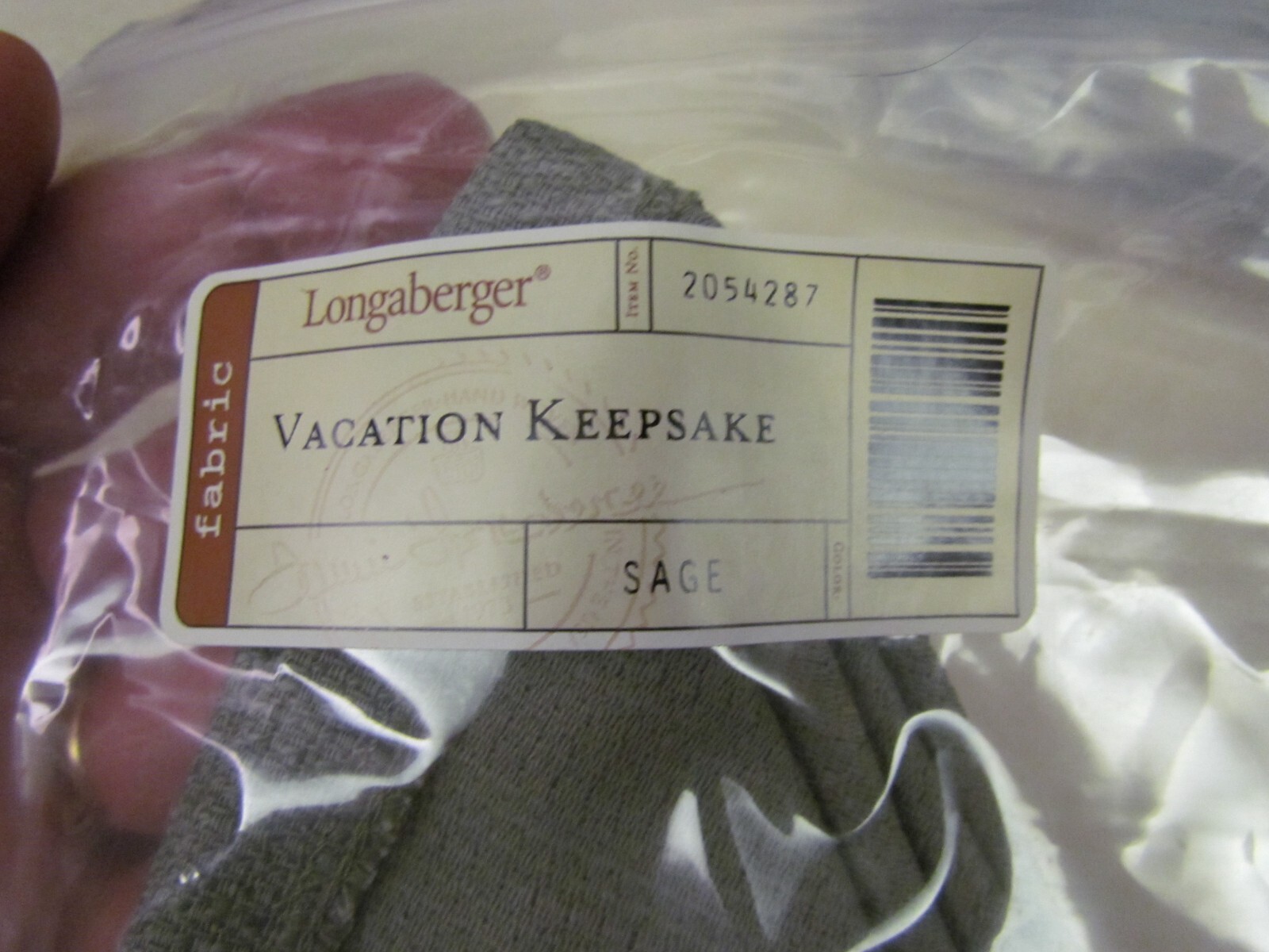 Longaberger Vacation Keepsake Basket Liner - Sage - #2054287 - MIP!