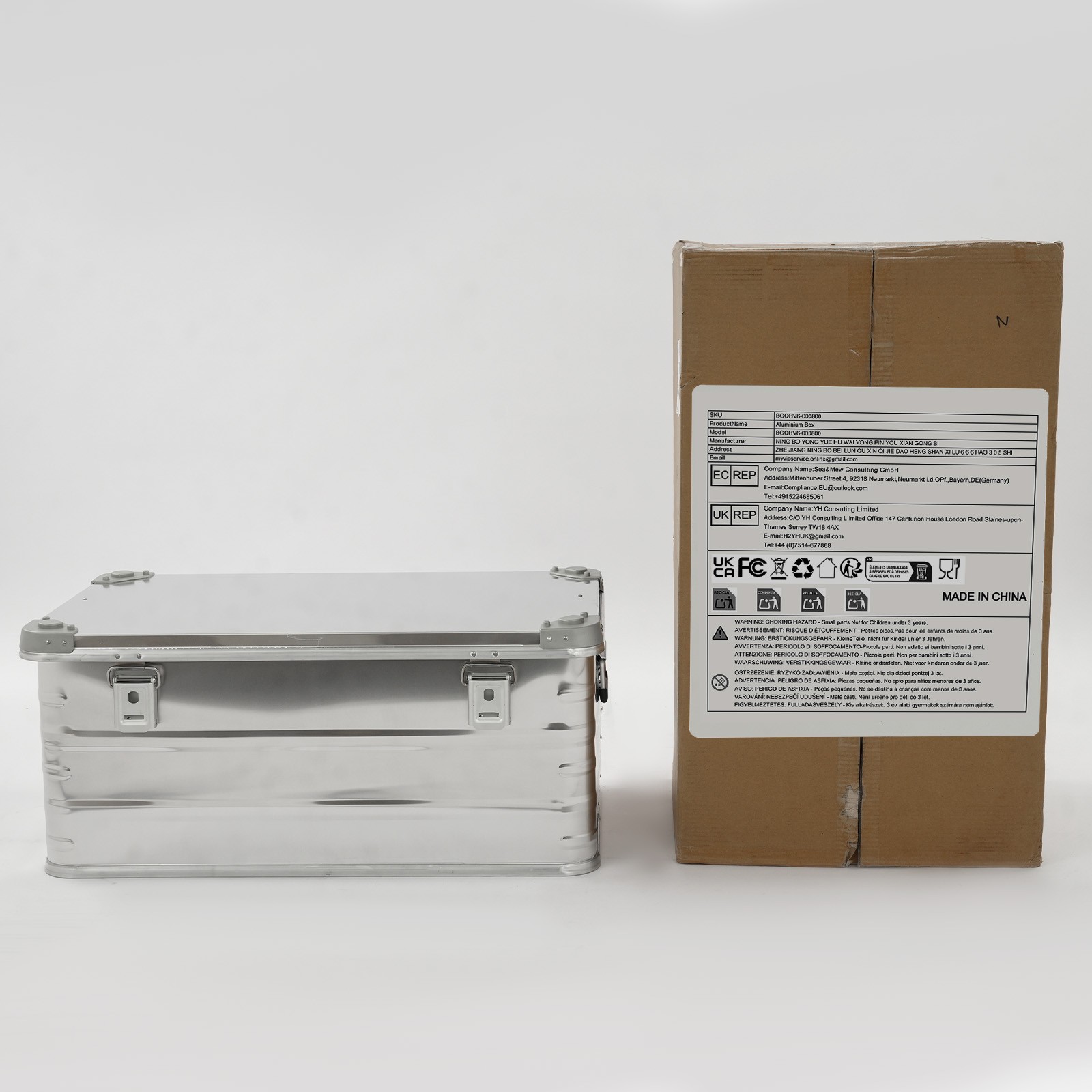 Aluminium Box, Splashproof, Dustproof, Stackable, Transport Box with Handles