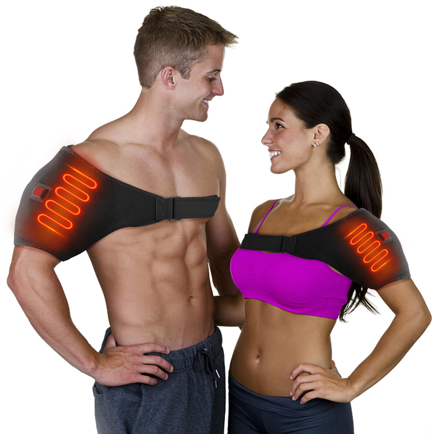 Heated Shoulder Support Brace USB Electric Adjustable Pad Wrap Pain Relief | USA