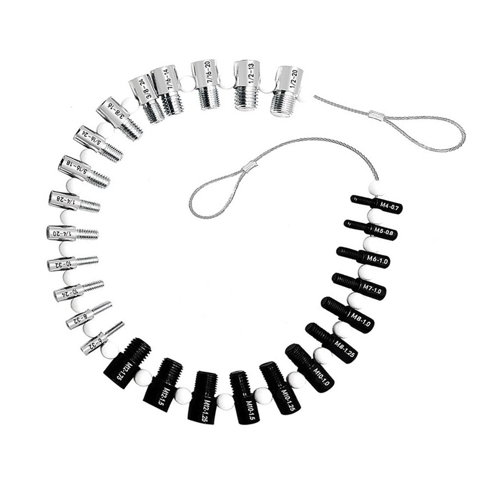 26 Piece Thread Gauge Set for Nut Bolt Size Identification Professional Quality