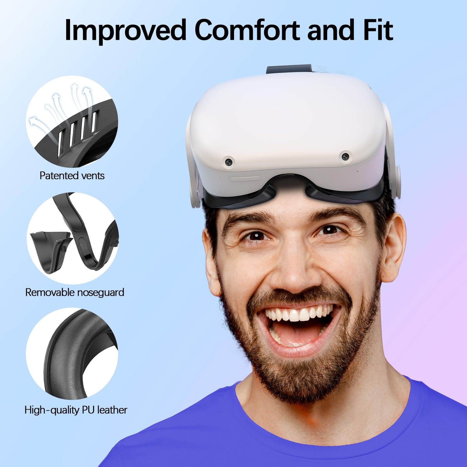 Face Cushion Pad for Meta Quest 2 VR Facial Interface Replacement PU Leather Foa