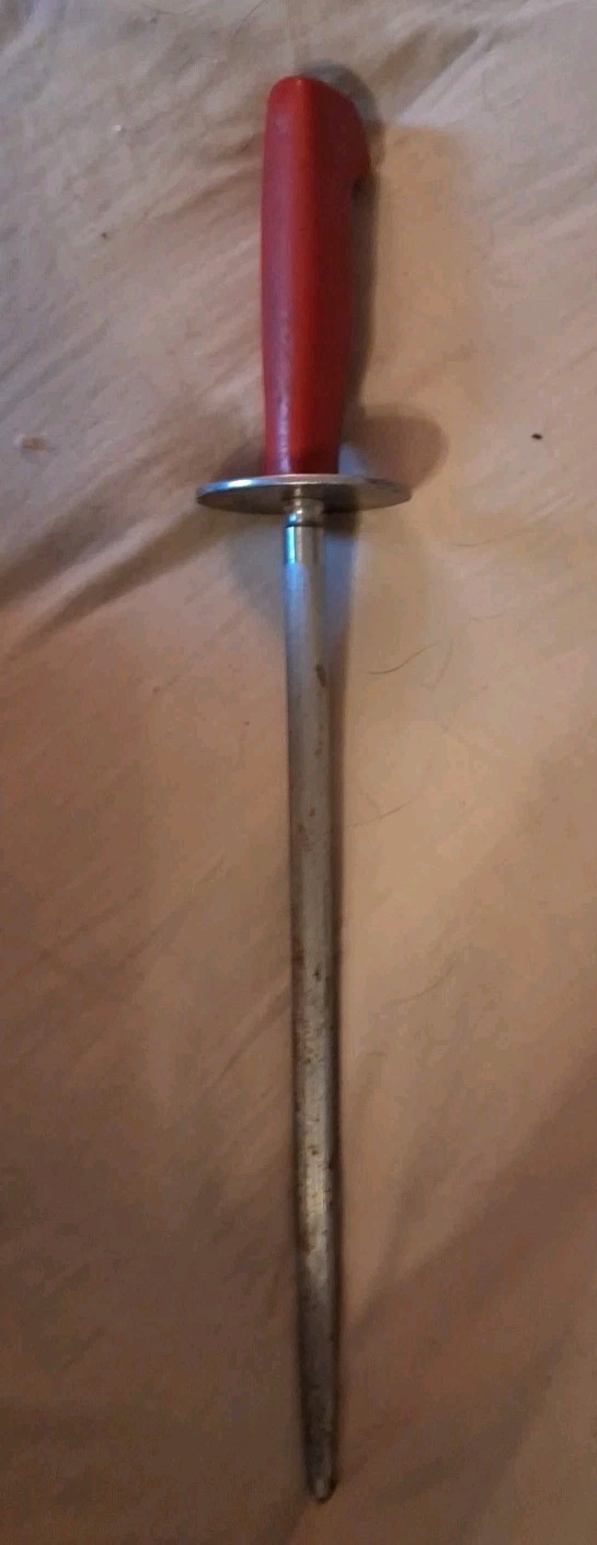 Chefs Kitchen Knife Sharpening Steel Rod Plastic Handle Industrial Grade-12 inch