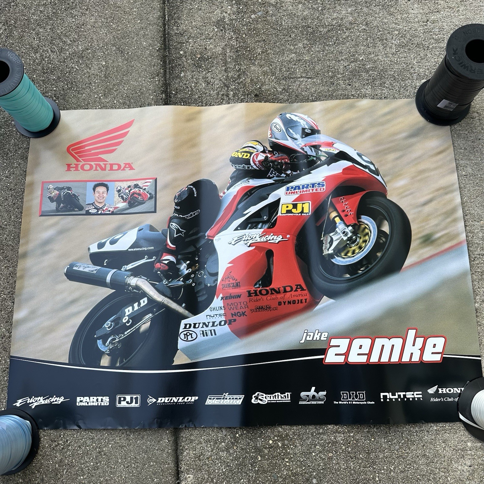 Jake Zemke Team Honda Poster Shop Sign Street Bikes Ride In Red Ad