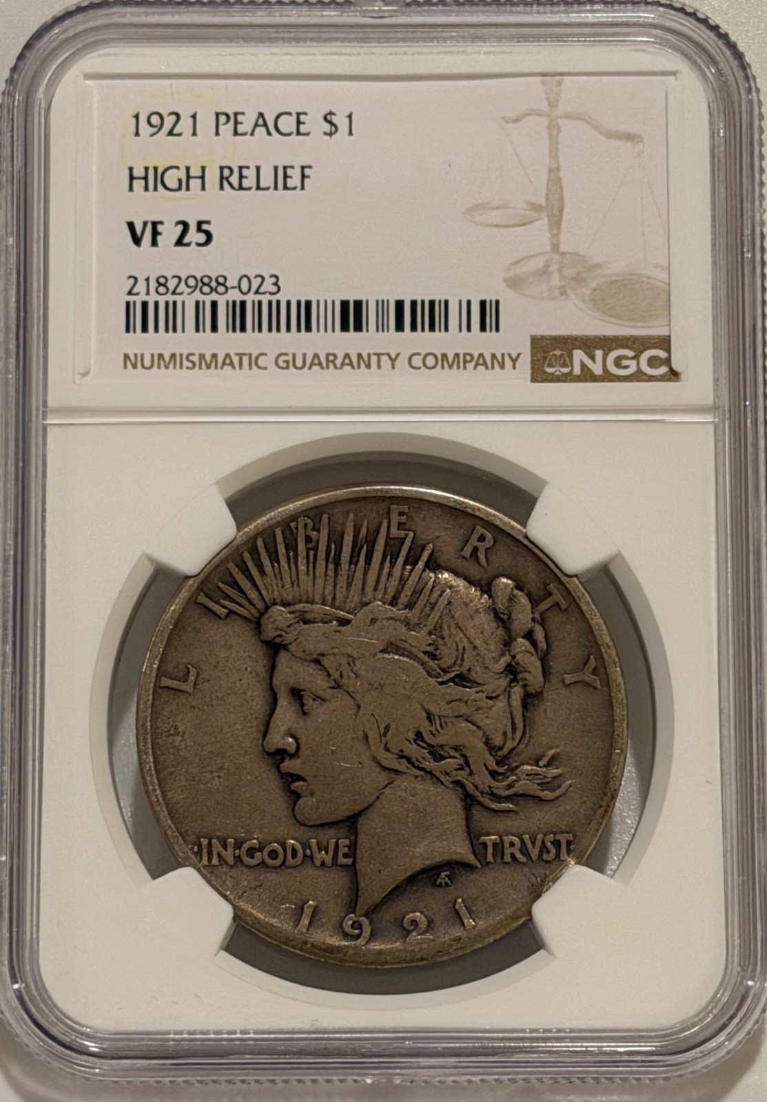 1921 Peace Silver Dollar NGC VF25 Key Date Peace