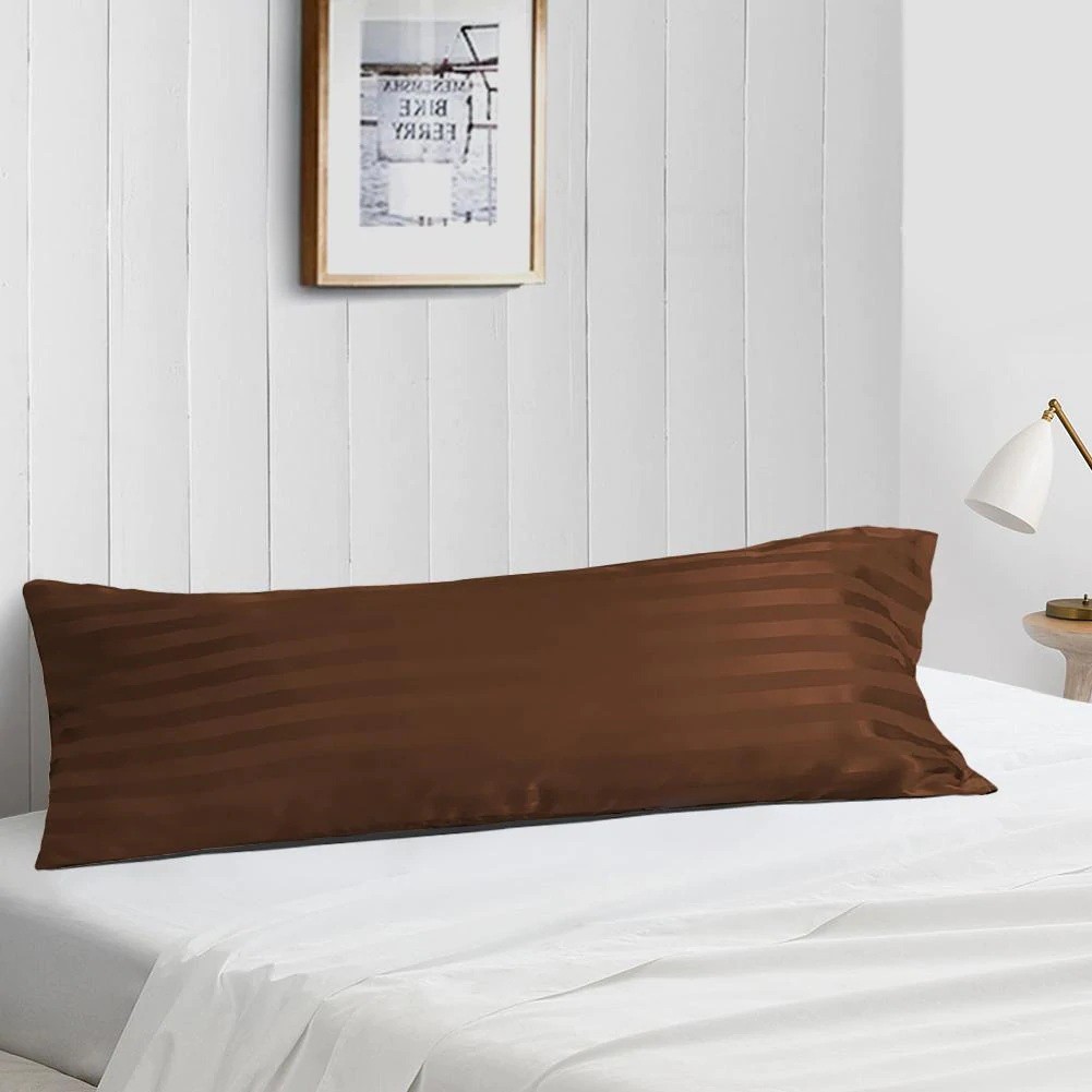 Egyptian Cotton Queen Size Pillow Case Set Chocolate Stripe 600 TC free Shipping