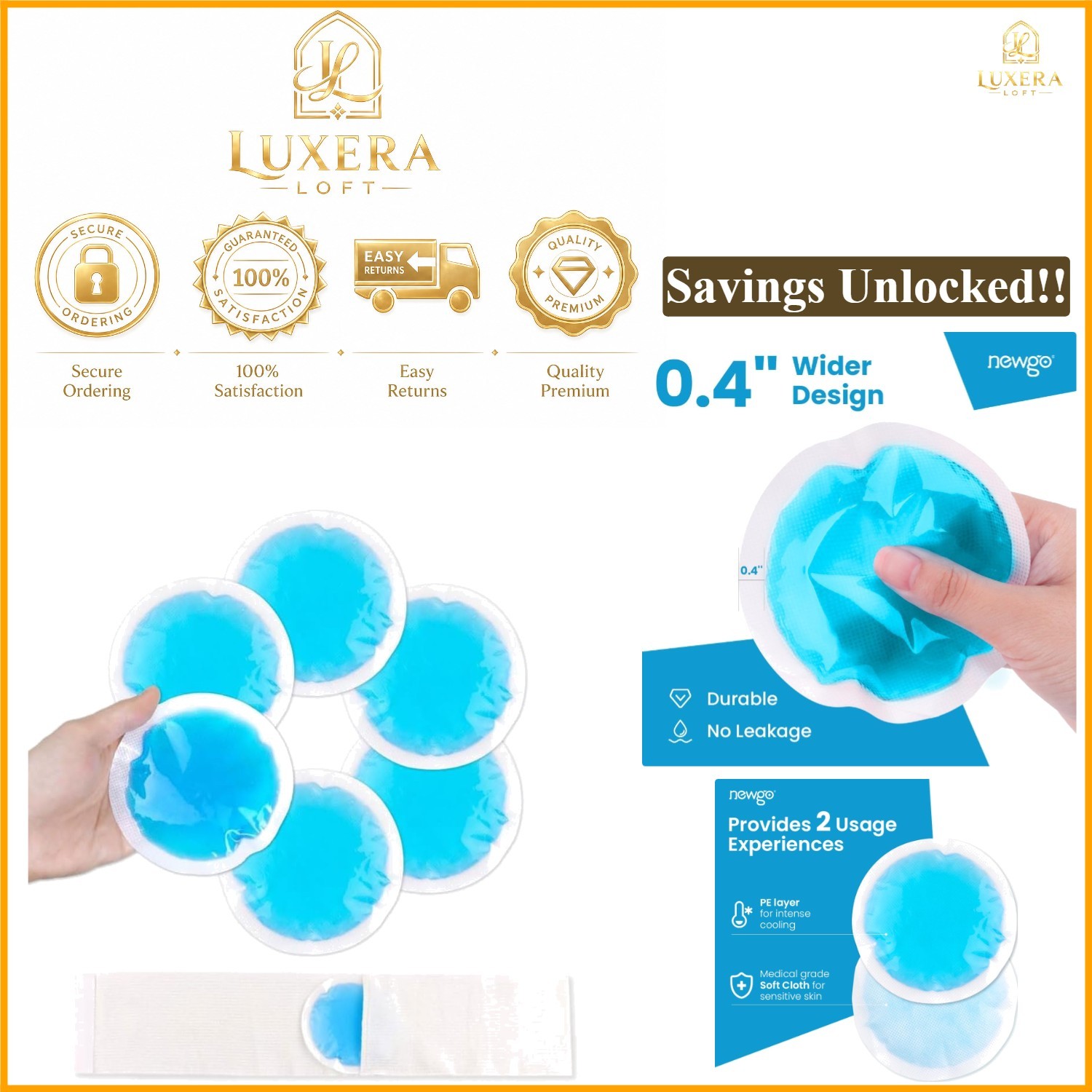 6 Pack Small Ice Packs for Injuries Face Head Cold Hot Therapy FSA Eligible