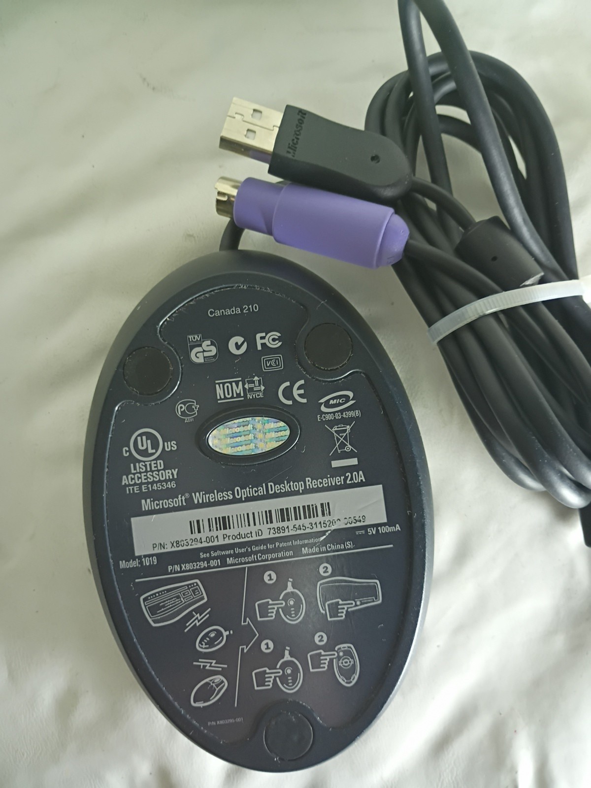 Microsoft Wireless Optical Desktop Receiver 2.0A Model 1019 Black – Pre-Owned
