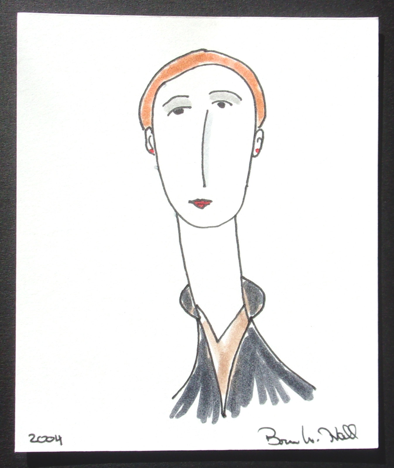 BRUCE W. HALL OUTSIDER NAIVE FOLK ART PORTRAIT ORIGINAL DRAWING 2004 #61
