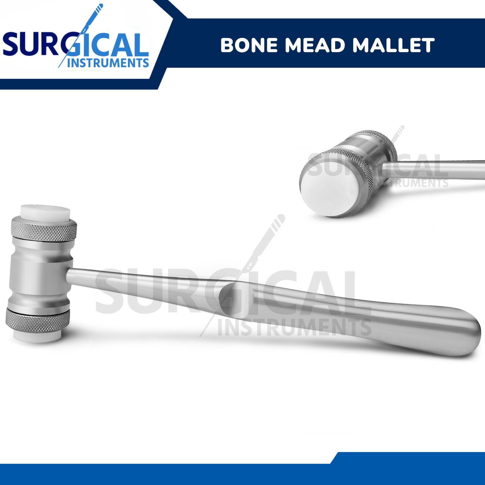 MEAD Mallet 7.5" Head 8oz with 2 Replaceable Nylon Caps Stainless German Grade