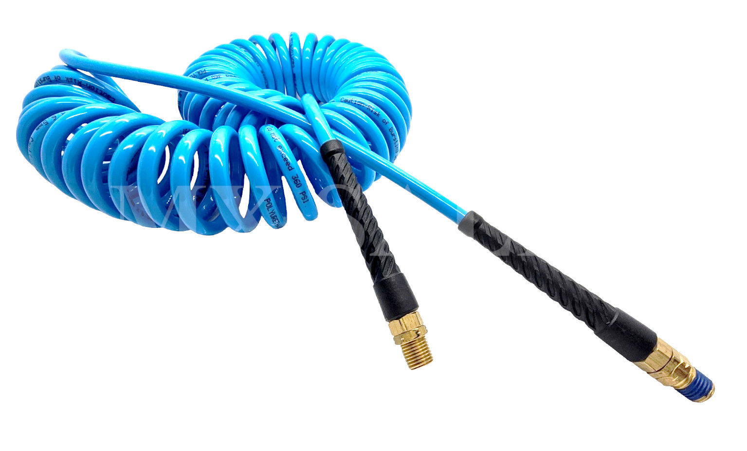 1/4" x 30ft Blue Recoil Polyurethane Re Coil Air Hose Male Swivel Fittings