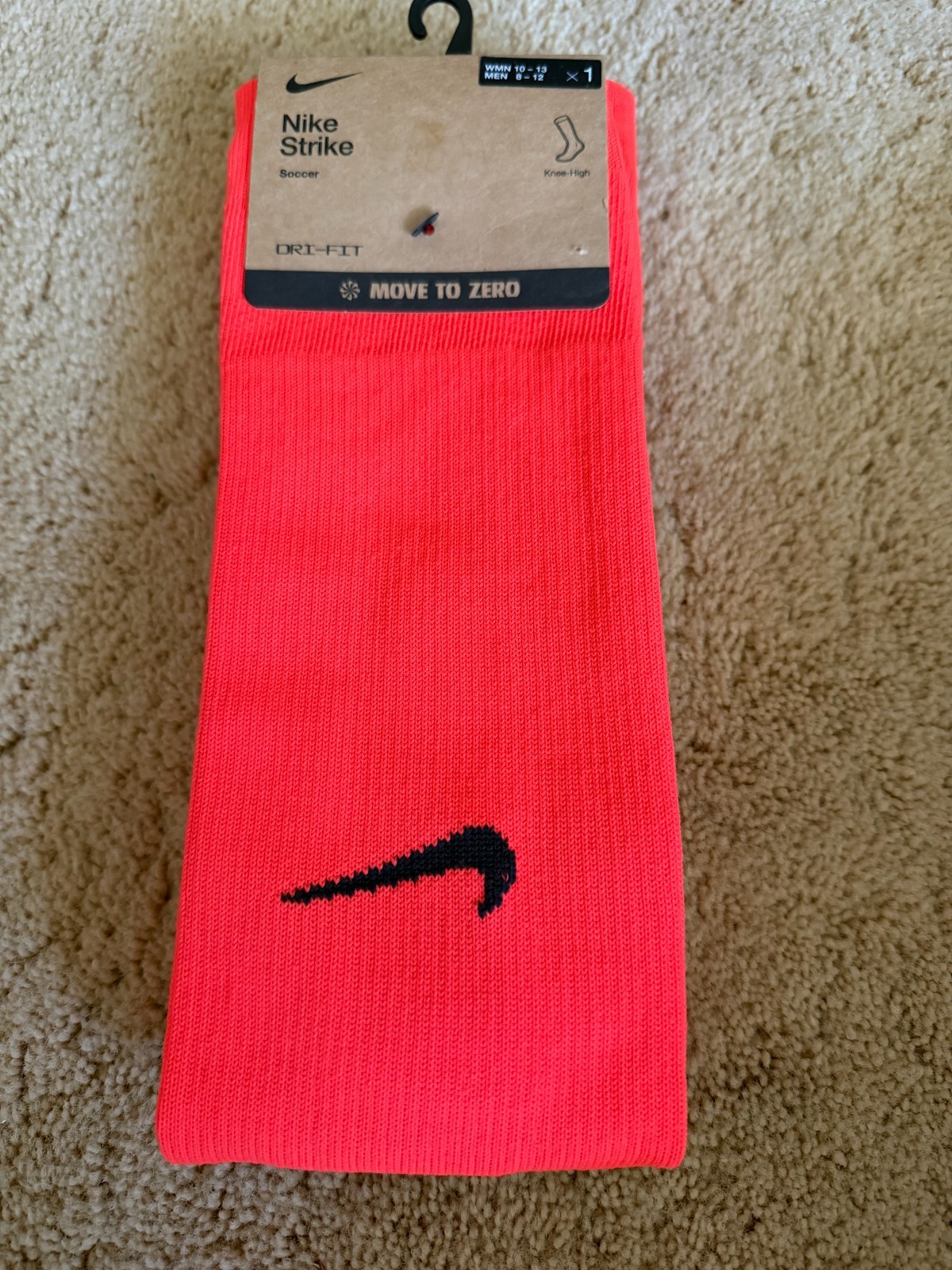 Nike Strike Knee High Socks Soccer Color Bright Crimson Black Size Large 1 Pair