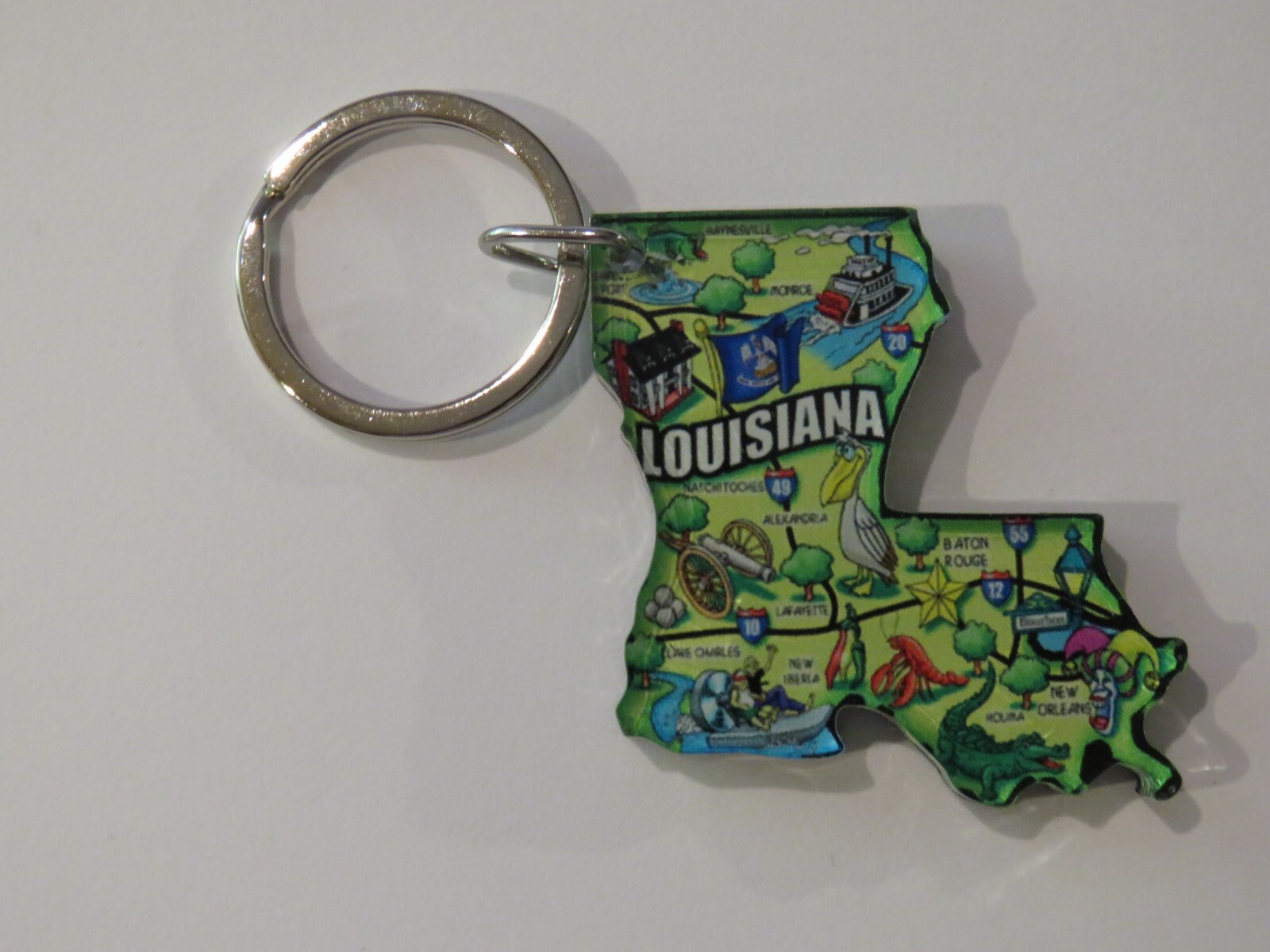 Acrylic Key Chain: LOUISIANA Map ** See STORE for 100s More Key Chains, Plus ++