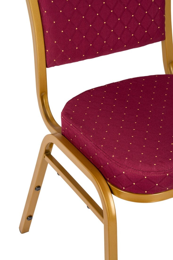 Red Fabric with Gold Dots on Gold Frame Crown Banquet Chair by Chivari