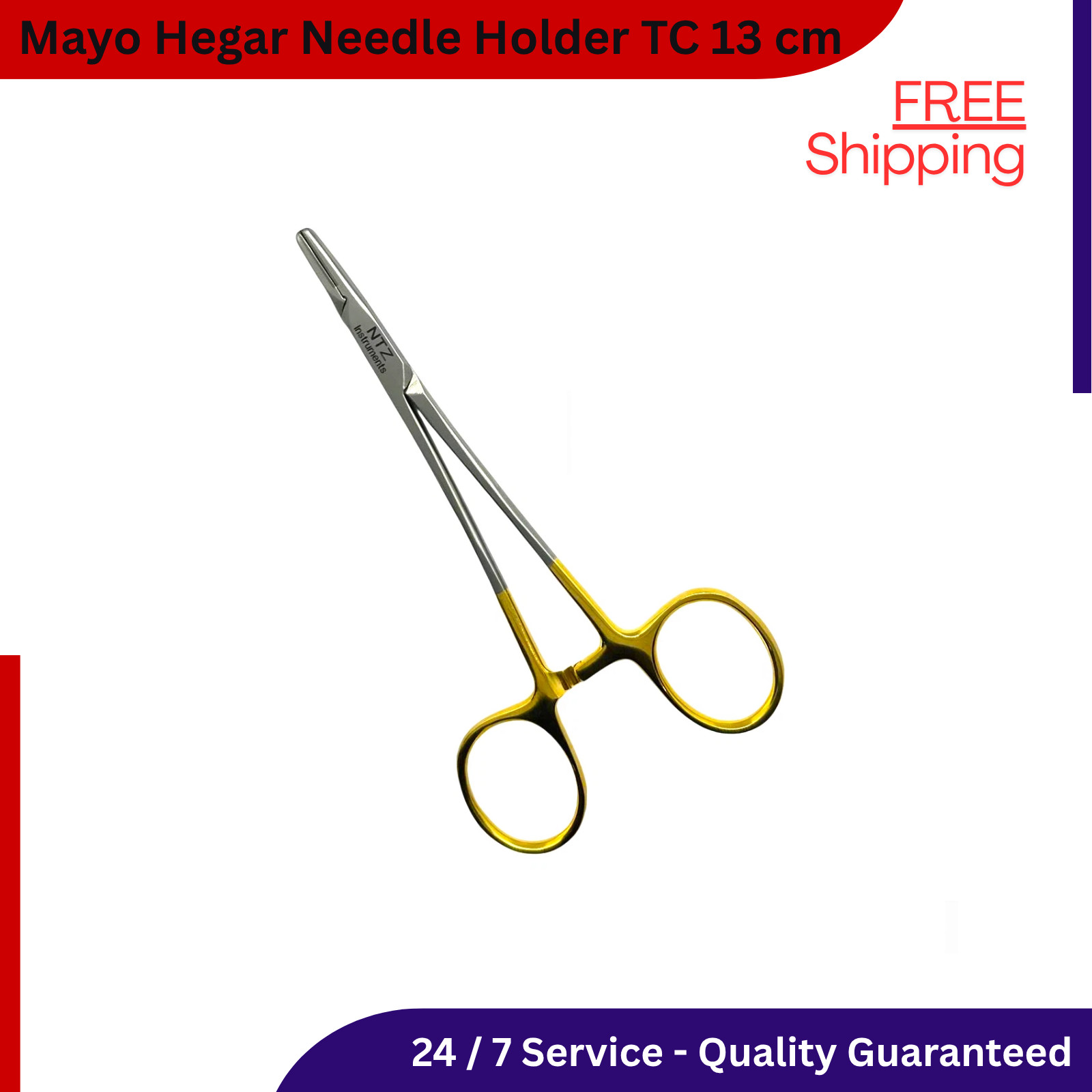 Mayo Hegar Needle Holder TC 13 cm Dental Surgical Veterinary Suture Instrument